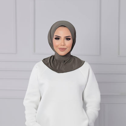 Instant Muslim Turban Hijab Women Premium Jersey Head Scarf Wrap Instant Hijab with Snap | Ready Pre sewn Jersey Turban (Khaki)