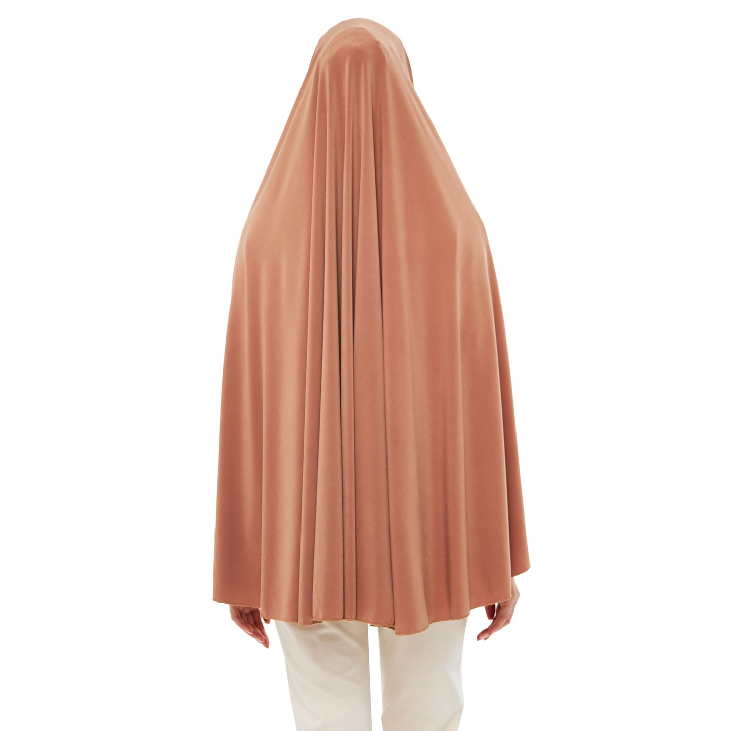 Muslim High Stretch Hijab Khimar Pure Color Half-body Cover Hijab | Muslim Islamic Ramadan Women Prayer Dress Burqa Soft (Tan)