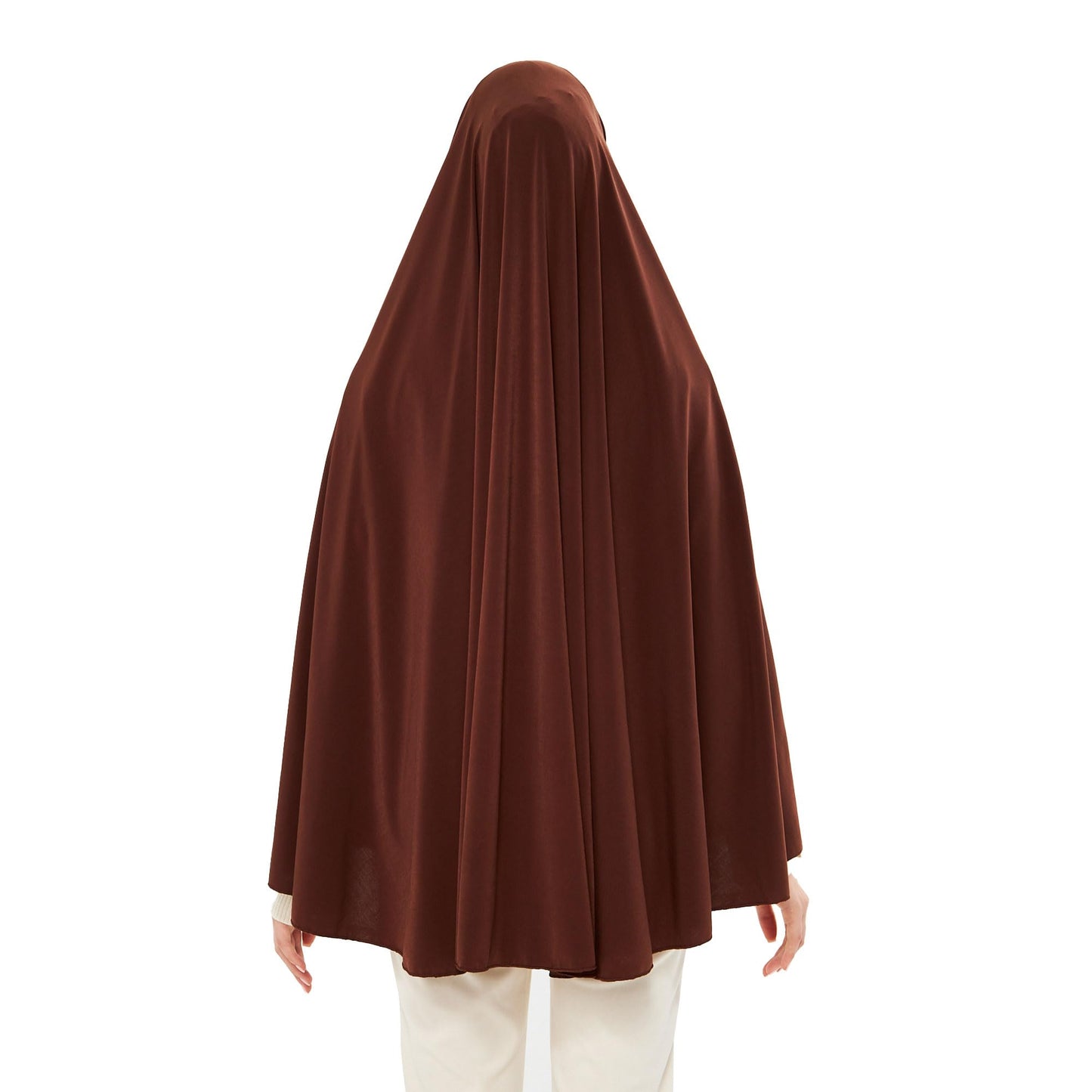 Muslim High Stretch Hijab Khimar Pure Color Half-body Cover Hijab | Muslim Islamic Ramadan Women Prayer Dress Burqa Soft (Brown)