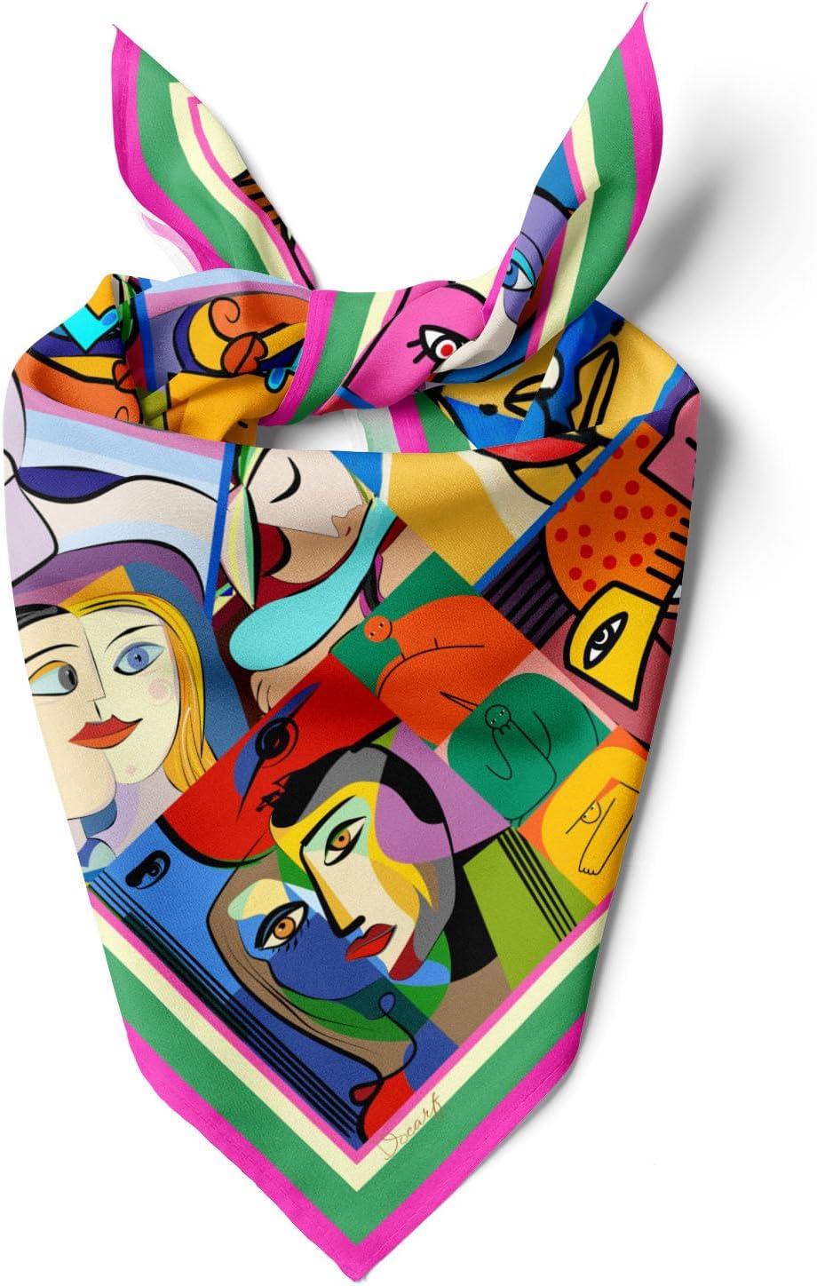 dscarf Womens Neck Scarf 21"x21" Small Square | Headband Scarf Ethnic Bandana Head Scarf Flowering Breathable Lightweight Human Design 2