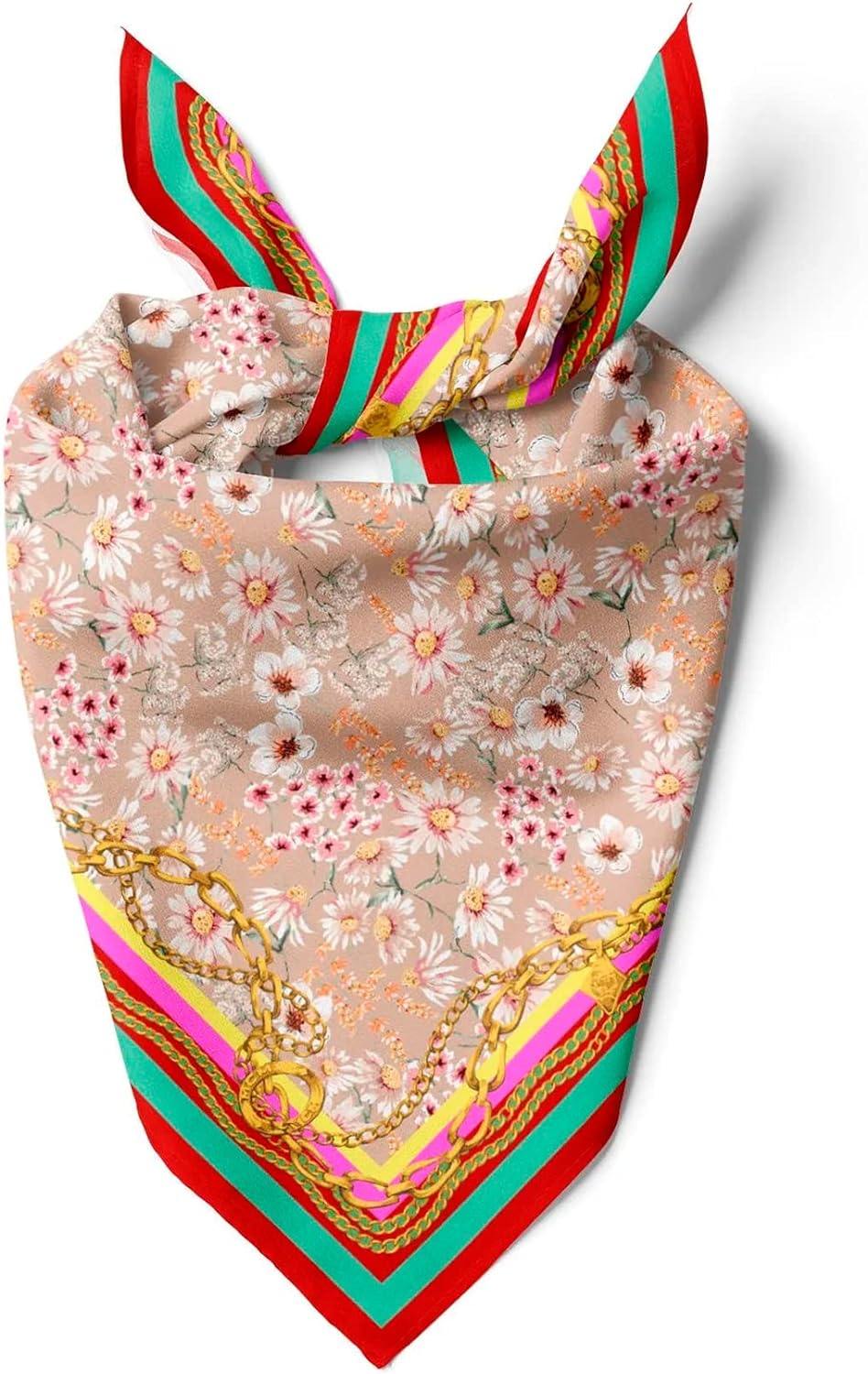 dscarf Womens Neck Scarf 21"x21" Small Square | Headband Scarf Ethnic Bandana Head Scarf Flowering Breathable Lightweight Flowering Design 3