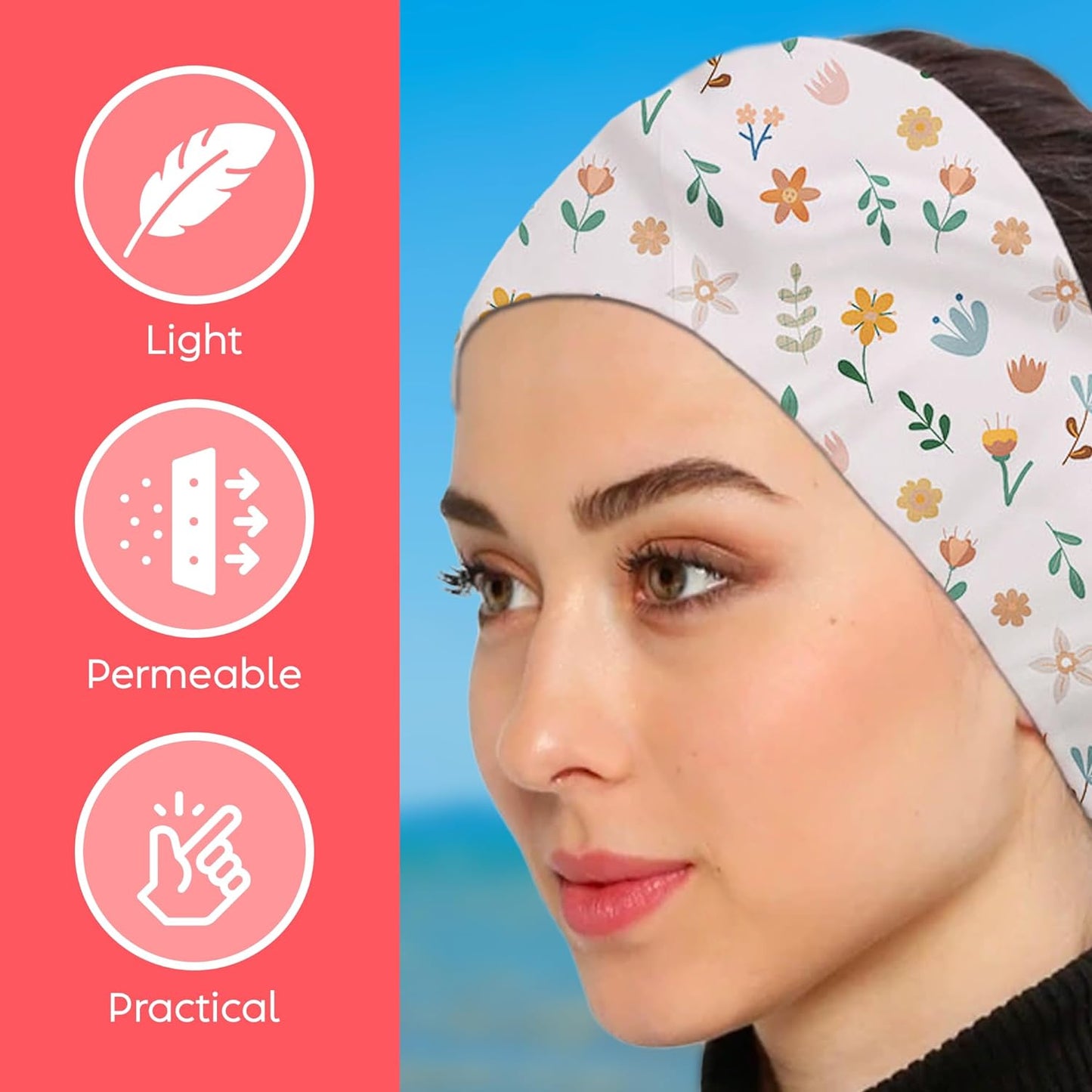 dscarf Womens Neck Scarf 21"x21" Small Square | Headband Scarf Ethnic Bandana Head Scarf Flowering Breathable Lightweight Flowering Design 9