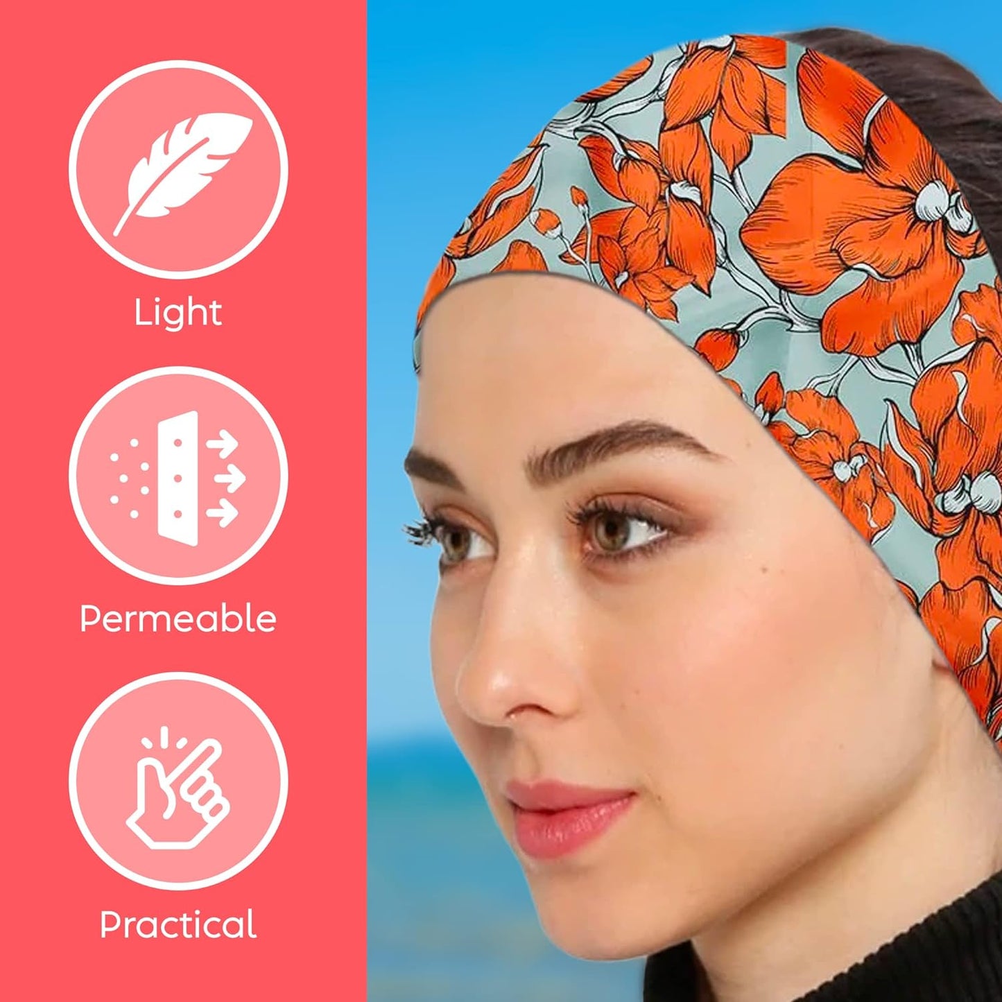 dscarf Womens Neck Scarf 21"x21" Small Square | Headband Scarf Ethnic Bandana Head Scarf Flowering Breathable Lightweight Flowering Design 4