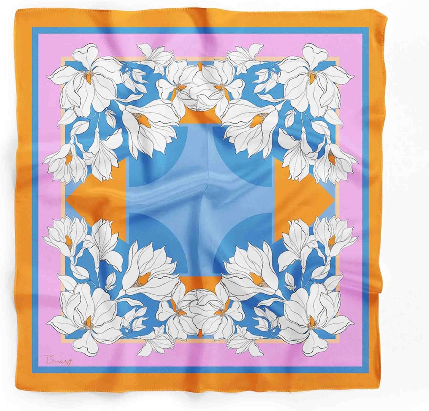 dscarf Womens Neck Scarf 21"x21" Small Square | Headband Scarf Ethnic Bandana Head Scarf Flowering Breathable Lightweight Flowering Design 17