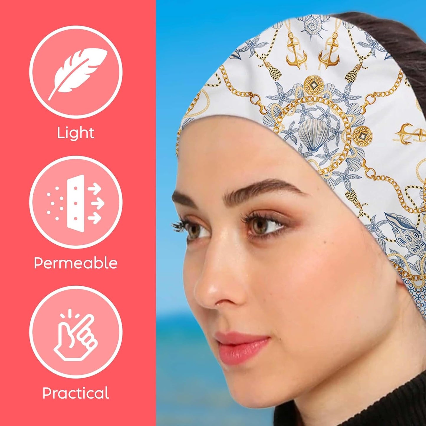 dscarf Womens Neck Scarf 21"x21" Small Square | Headband Scarf Ethnic Bandana Head Scarf Flowering Breathable Lightweight Blue Design 3