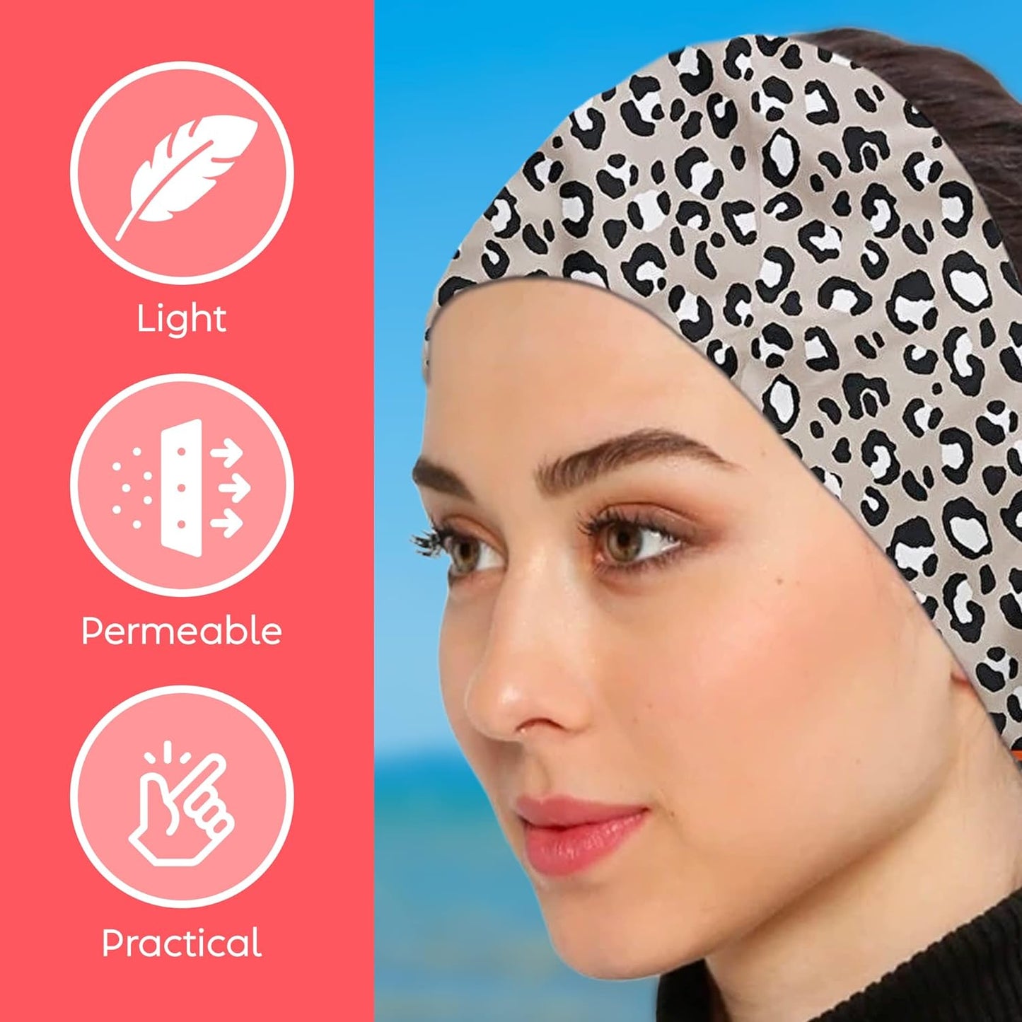 dscarf Womens Neck Scarf 21"x21" Small Square | Headband Scarf Ethnic Bandana Head Scarf Flowering Breathable Lightweight Leopard Design 2