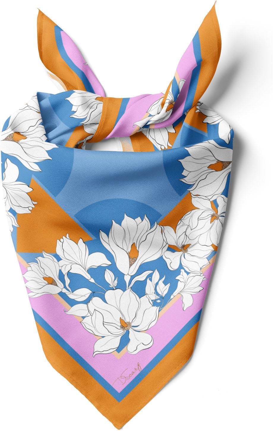 dscarf Womens Neck Scarf 21"x21" Small Square | Headband Scarf Ethnic Bandana Head Scarf Flowering Breathable Lightweight Flowering Design 17