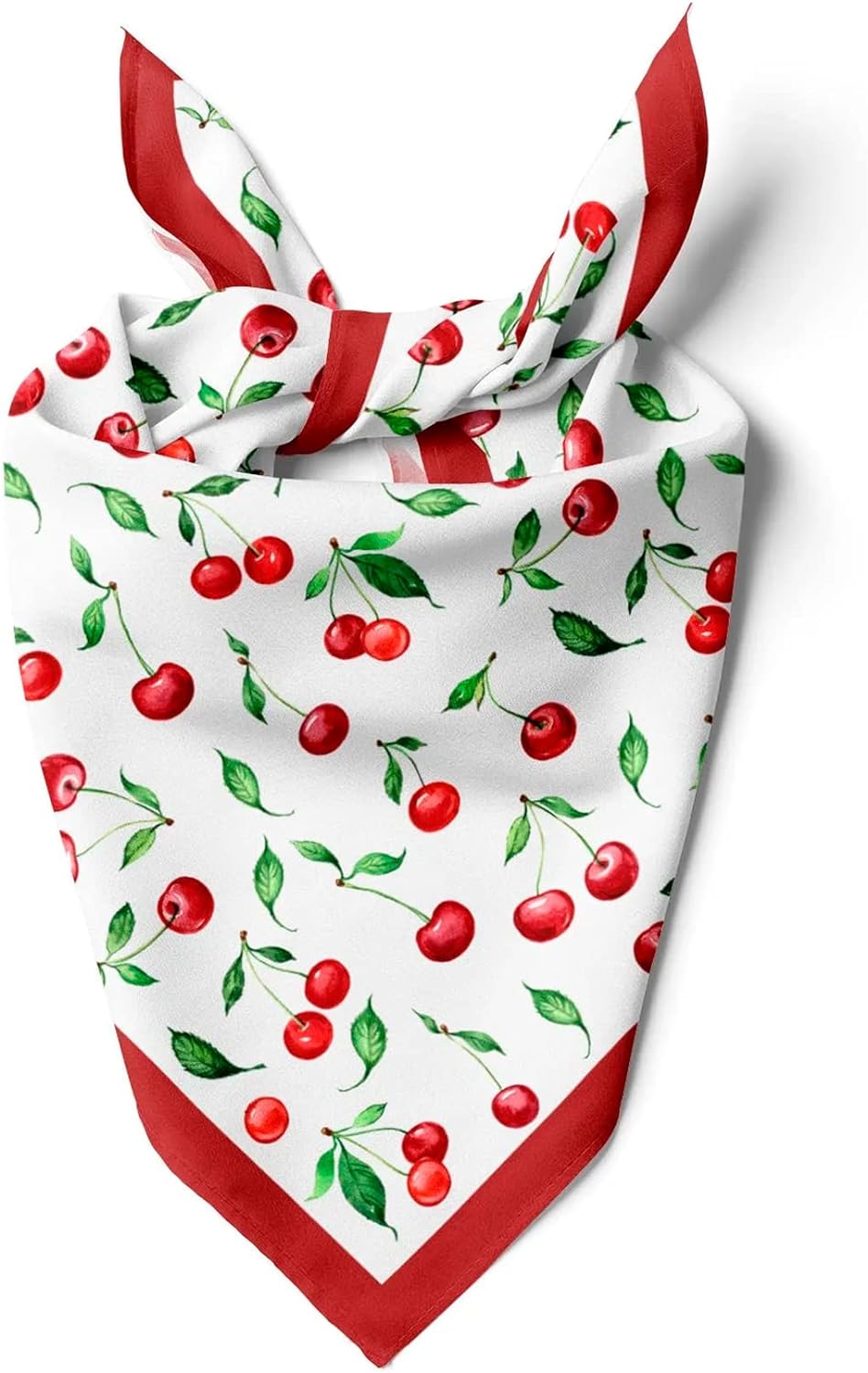 dscarf Womens Neck Scarf 21"x21" Small Square | Headband Scarf Ethnic Bandana Head Scarf Flowering Breathable Lightweight Cherry Design 1