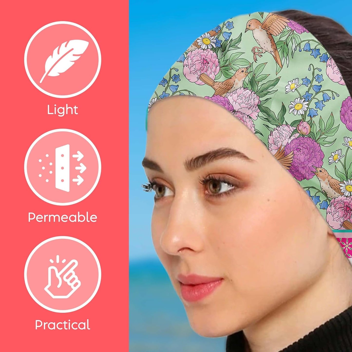 dscarf Womens Neck Scarf 21"x21" Small Square | Headband Scarf Ethnic Bandana Head Scarf Flowering Breathable Lightweight Flowering Design 18