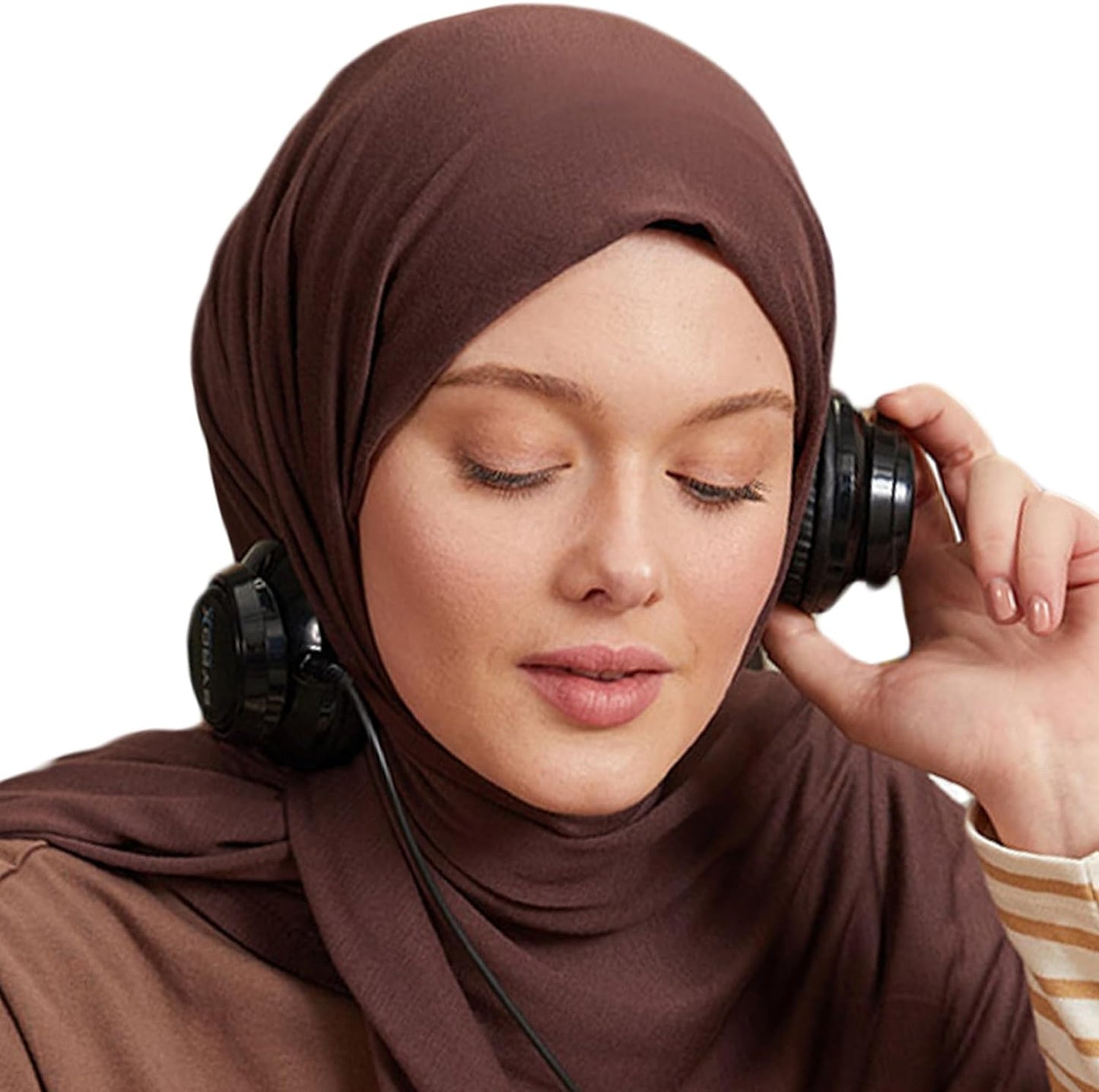 Premium Jersey Head Scarf Wrap Instant Hijab For Women | Women Muslim Instant Hijab | Ready Pre sewn Jersey Turban (Brown)
