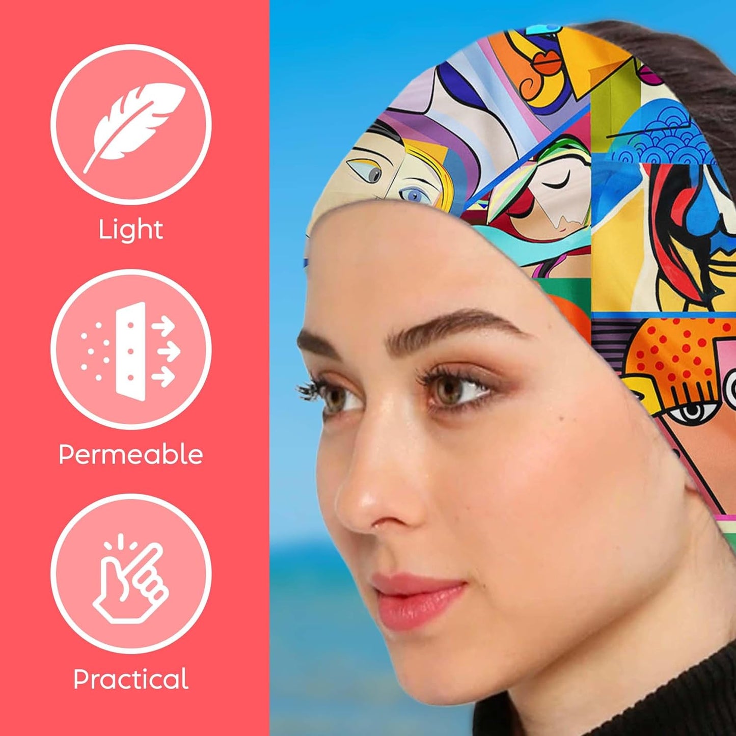 dscarf Womens Neck Scarf 21"x21" Small Square | Headband Scarf Ethnic Bandana Head Scarf Flowering Breathable Lightweight Human Design 2