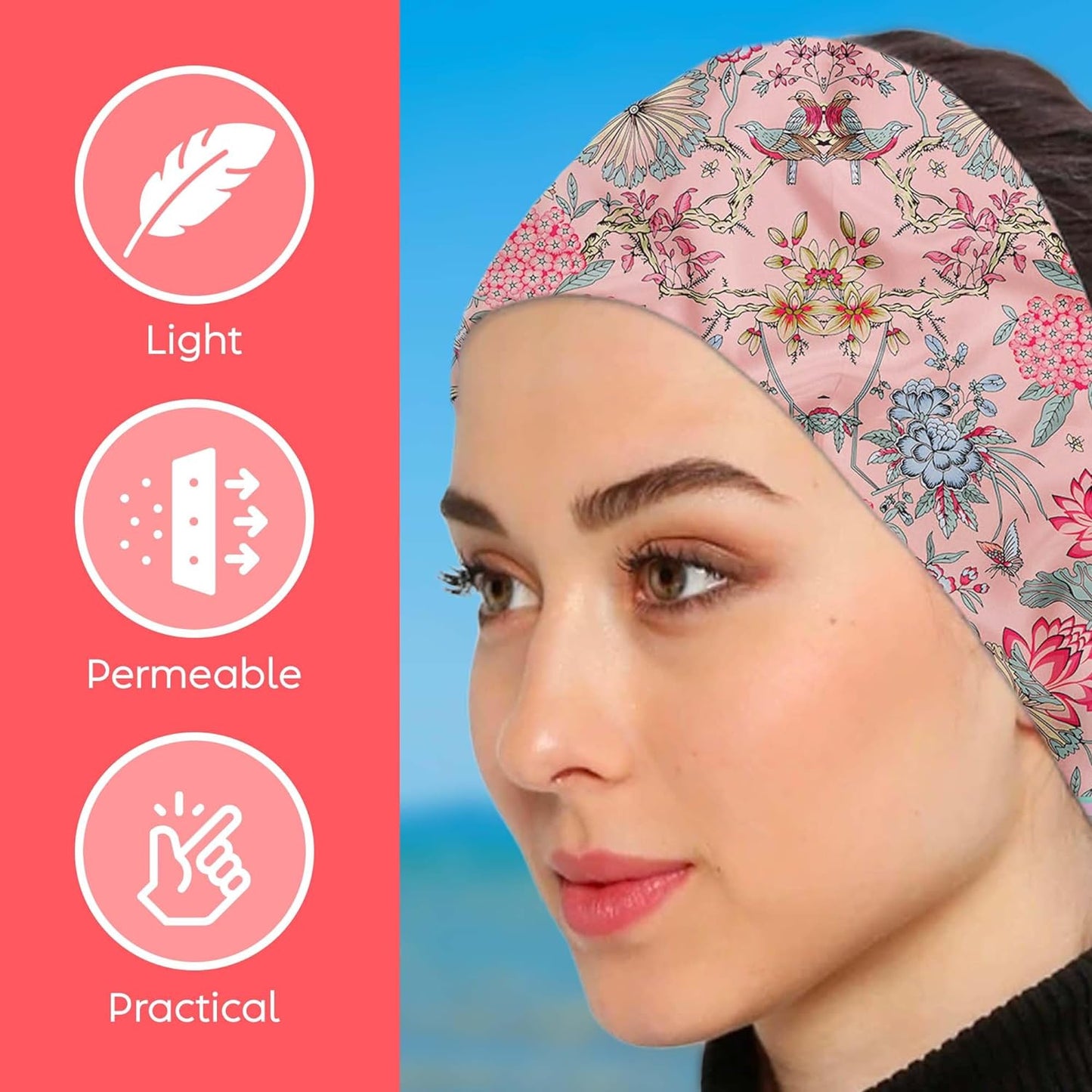 dscarf Womens Neck Scarf 21"x21" Small Square | Headband Scarf Ethnic Bandana Head Scarf Flowering Breathable Lightweight Flowering Design 22
