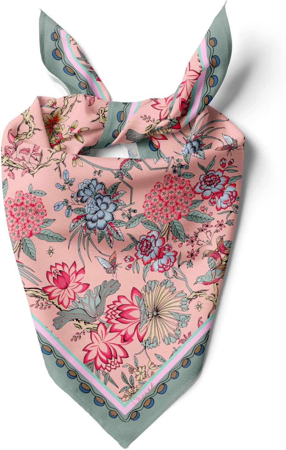 dscarf Womens Neck Scarf 21"x21" Small Square | Headband Scarf Ethnic Bandana Head Scarf Flowering Breathable Lightweight Flowering Design 22
