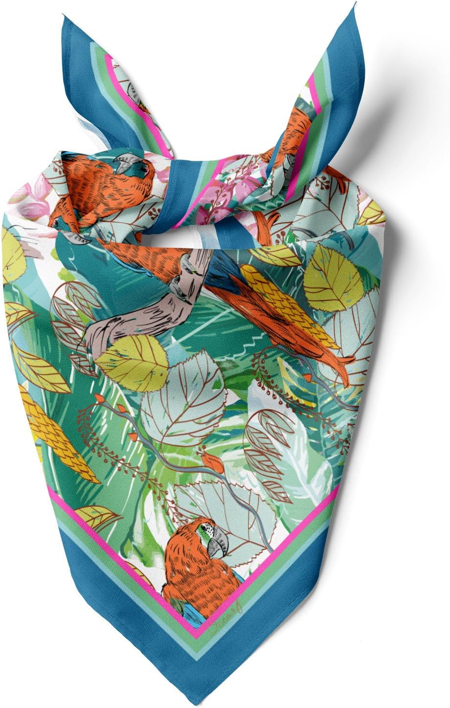dscarf Womens Neck Scarf 21"x21" Small Square | Headband Scarf Ethnic Bandana Head Scarf Flowering Breathable Lightweight Flowering Design 16