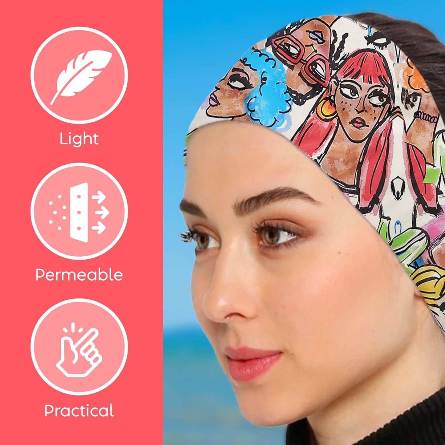 dscarf Womens Neck Scarf 21"x21" Small Square | Headband Scarf Ethnic Bandana Head Scarf Flowering Breathable Lightweight Human Design 1