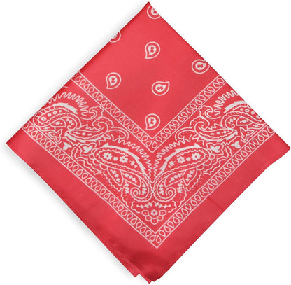 Cotton Neck Scarf 23"x23" Small Square Ethnic Cotton | Headband Scarf Bandana Wrap Vintage Head Scarf Breathable Lightweight Red