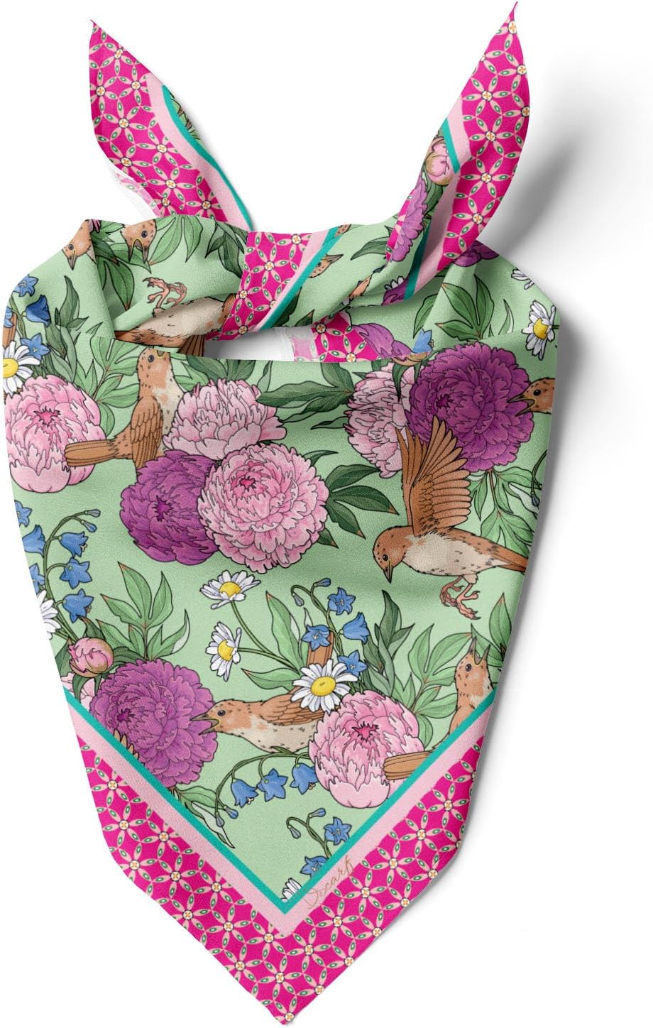 dscarf Womens Neck Scarf 21"x21" Small Square | Headband Scarf Ethnic Bandana Head Scarf Flowering Breathable Lightweight Flowering Design 18