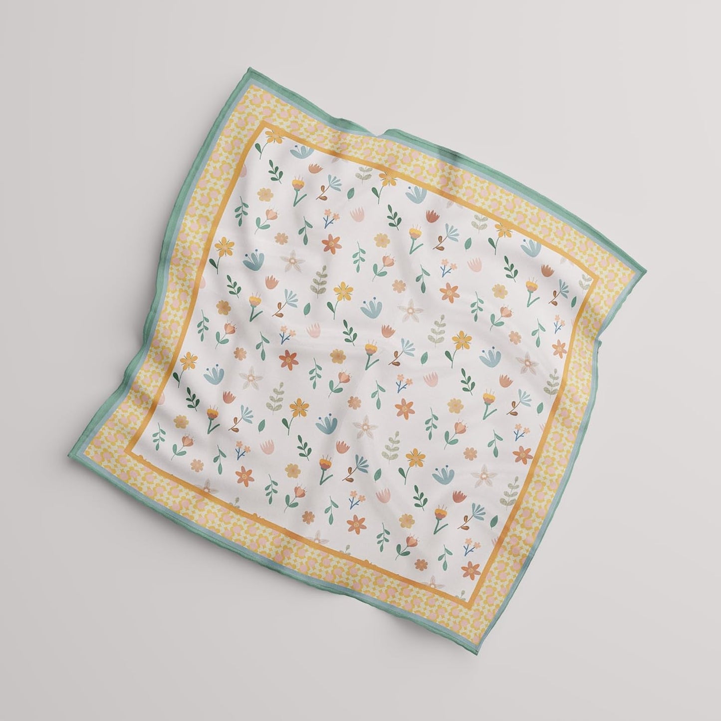 dscarf Womens Neck Scarf 21"x21" Small Square | Headband Scarf Ethnic Bandana Head Scarf Flowering Breathable Lightweight Flowering Design 9
