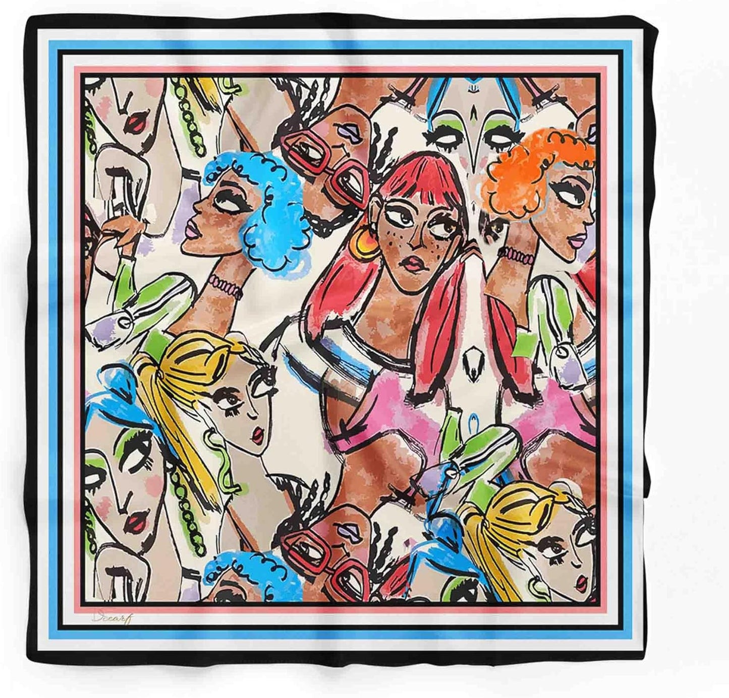 dscarf Womens Neck Scarf 21"x21" Small Square | Headband Scarf Ethnic Bandana Head Scarf Flowering Breathable Lightweight Human Design 1