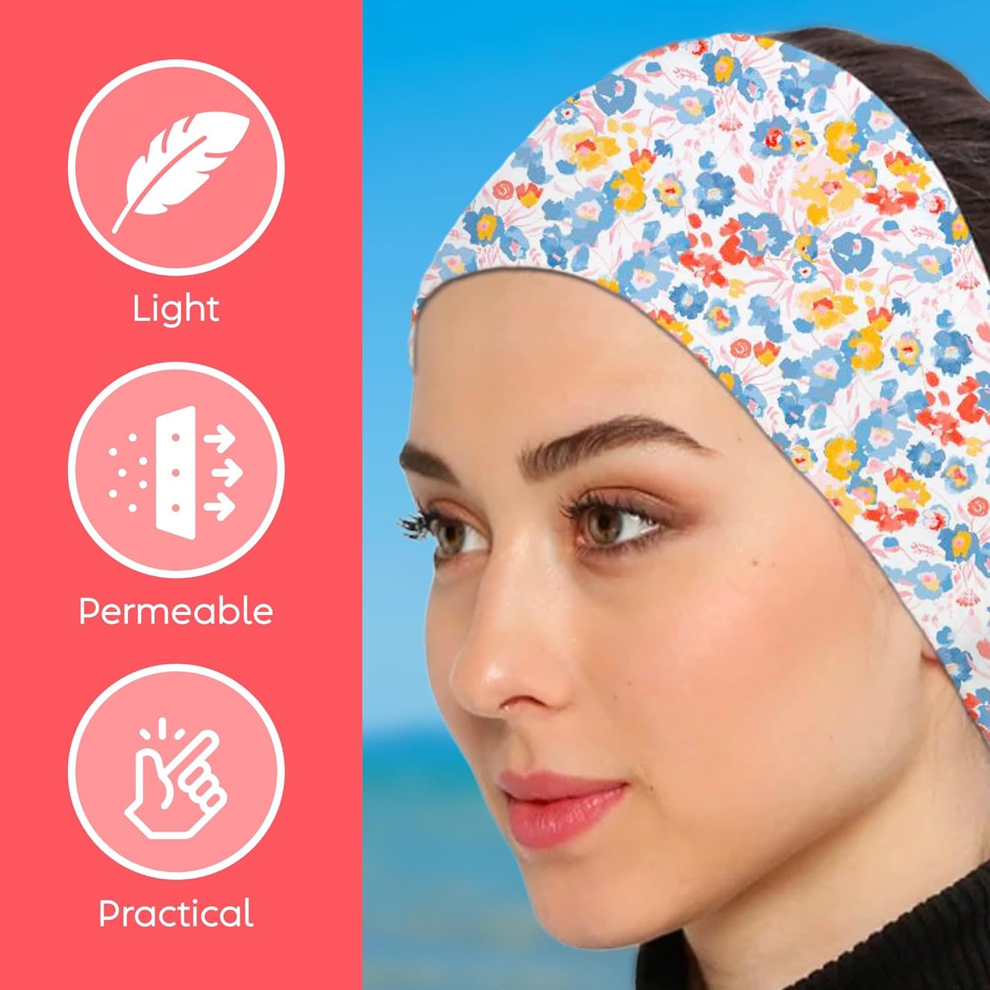dscarf Womens Neck Scarf 21"x21" Small Square | Headband Scarf Ethnic Bandana Head Scarf Flowering Breathable Lightweight Flowering Design 12