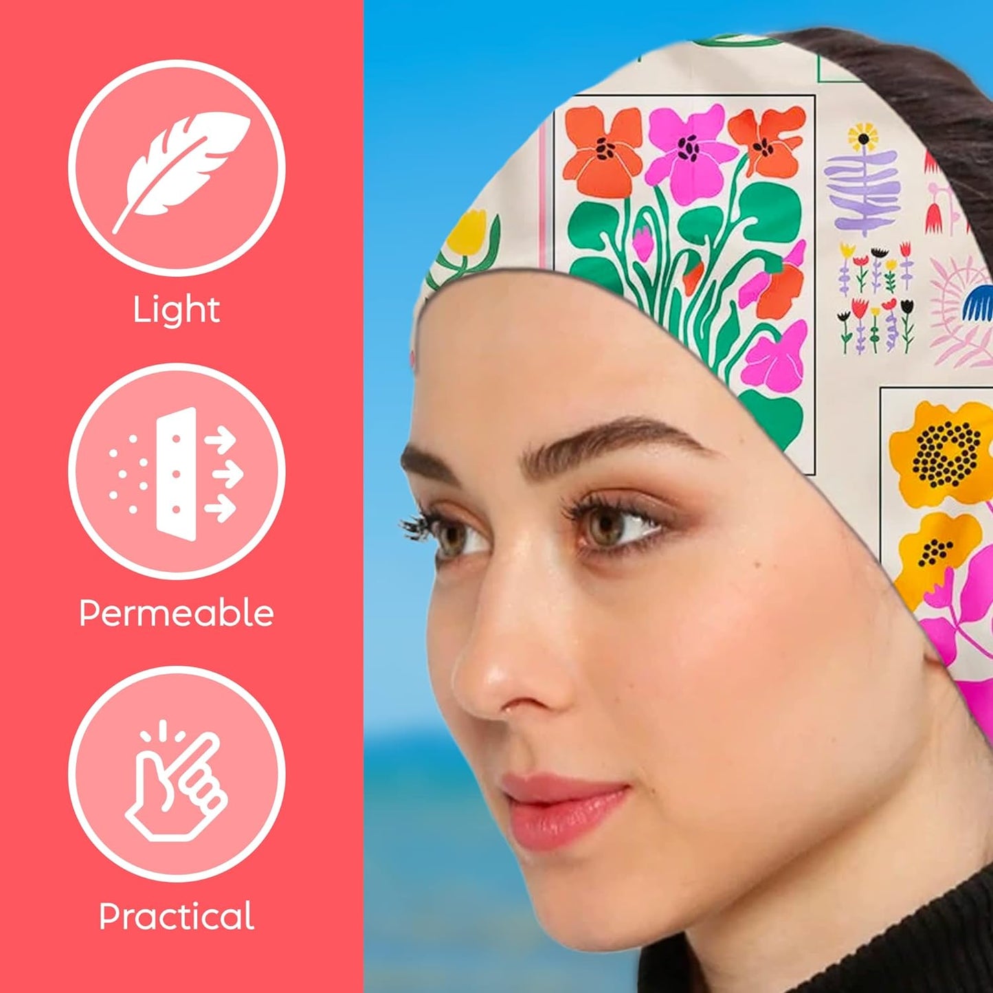 dscarf Womens Neck Scarf 21"x21" Small Square | Headband Scarf Ethnic Bandana Head Scarf Flowering Breathable Lightweight Scarf Flowering Design 7