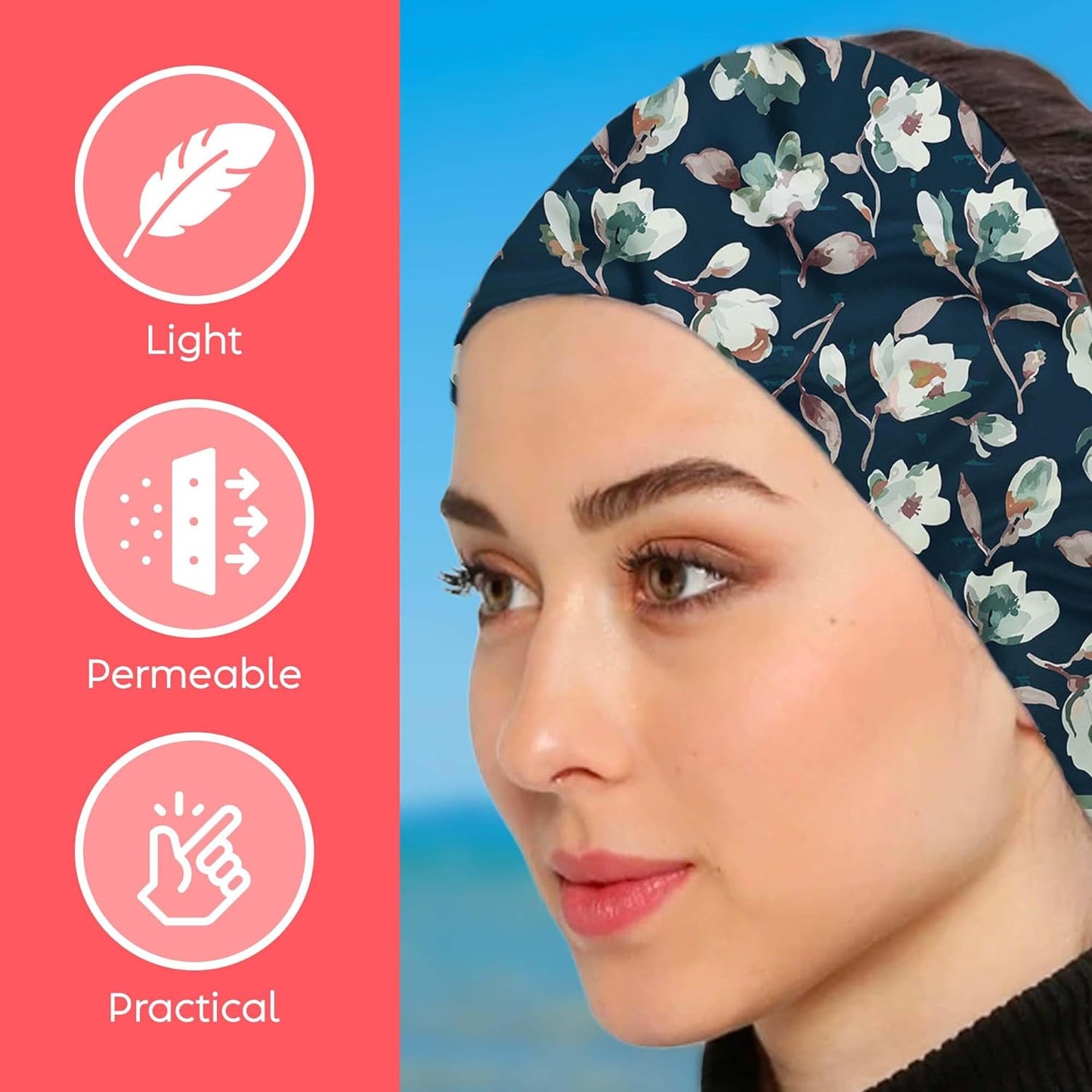 dscarf Womens Neck Scarf 21"x21" Small Square | Headband Scarf Ethnic Bandana Head Scarf Flowering Breathable Lightweight Flowering Design 23