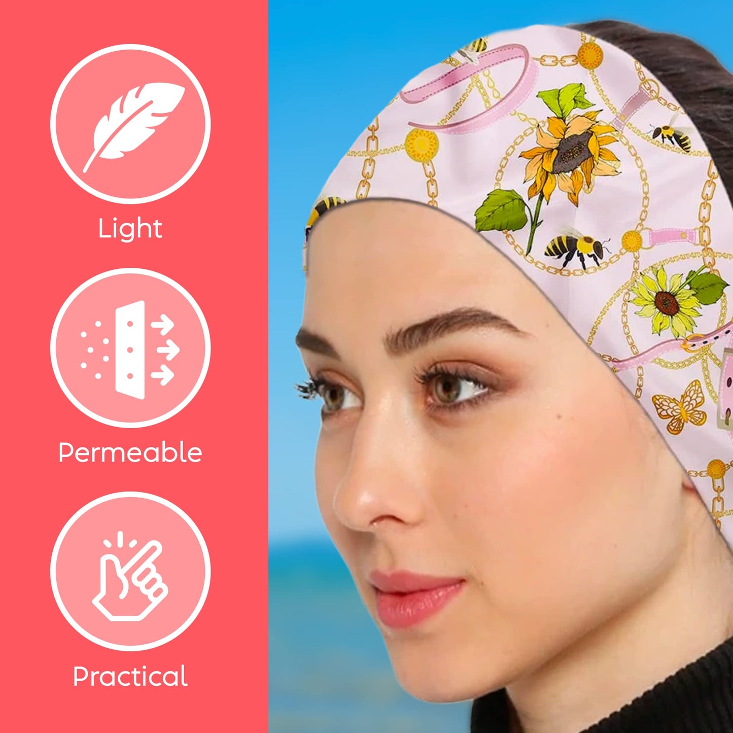dscarf Womens Neck Scarf 21"x21" Small Square | Headband Scarf Ethnic Bandana Head Scarf Flowering Breathable Lightweight Flowering Design 1