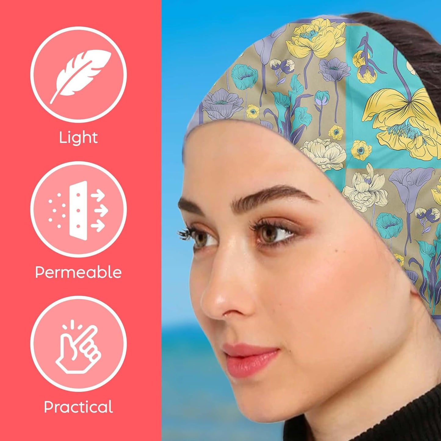 dscarf Womens Neck Scarf 21"x21" Small Square | Headband Scarf Ethnic Bandana Head Scarf Flowering Breathable Lightweight Flowering Design 20