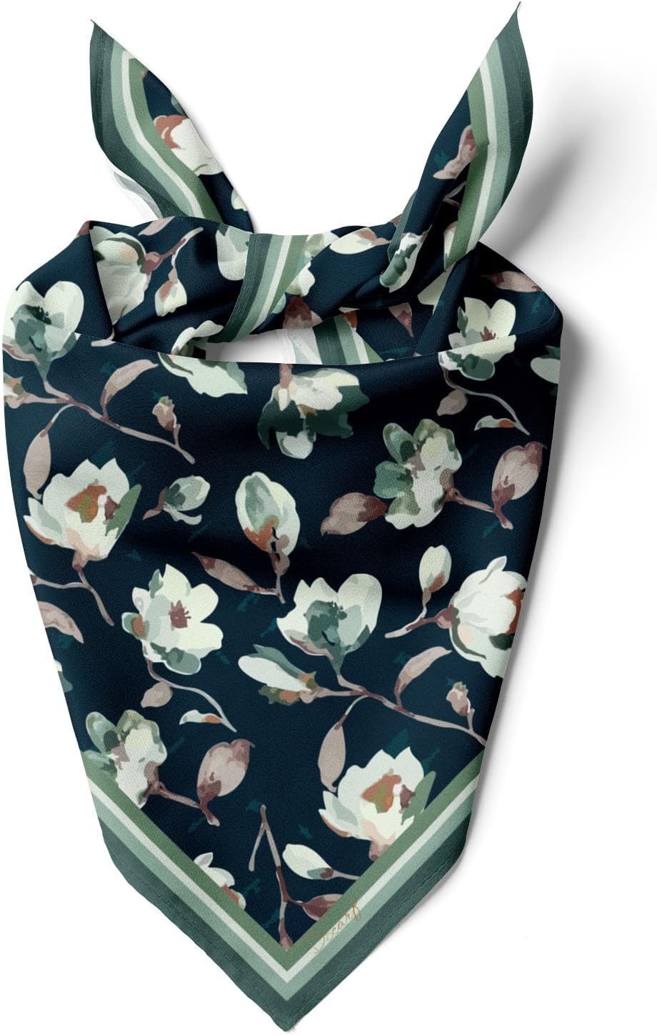 dscarf Womens Neck Scarf 21"x21" Small Square | Headband Scarf Ethnic Bandana Head Scarf Flowering Breathable Lightweight Flowering Design 23