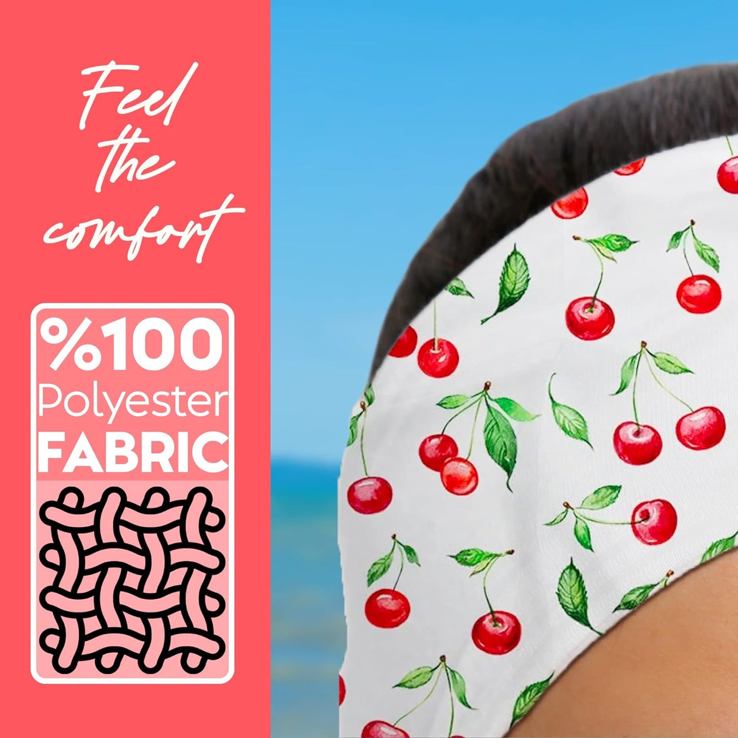 dscarf Womens Neck Scarf 21"x21" Small Square | Headband Scarf Ethnic Bandana Head Scarf Flowering Breathable Lightweight Cherry Design 1