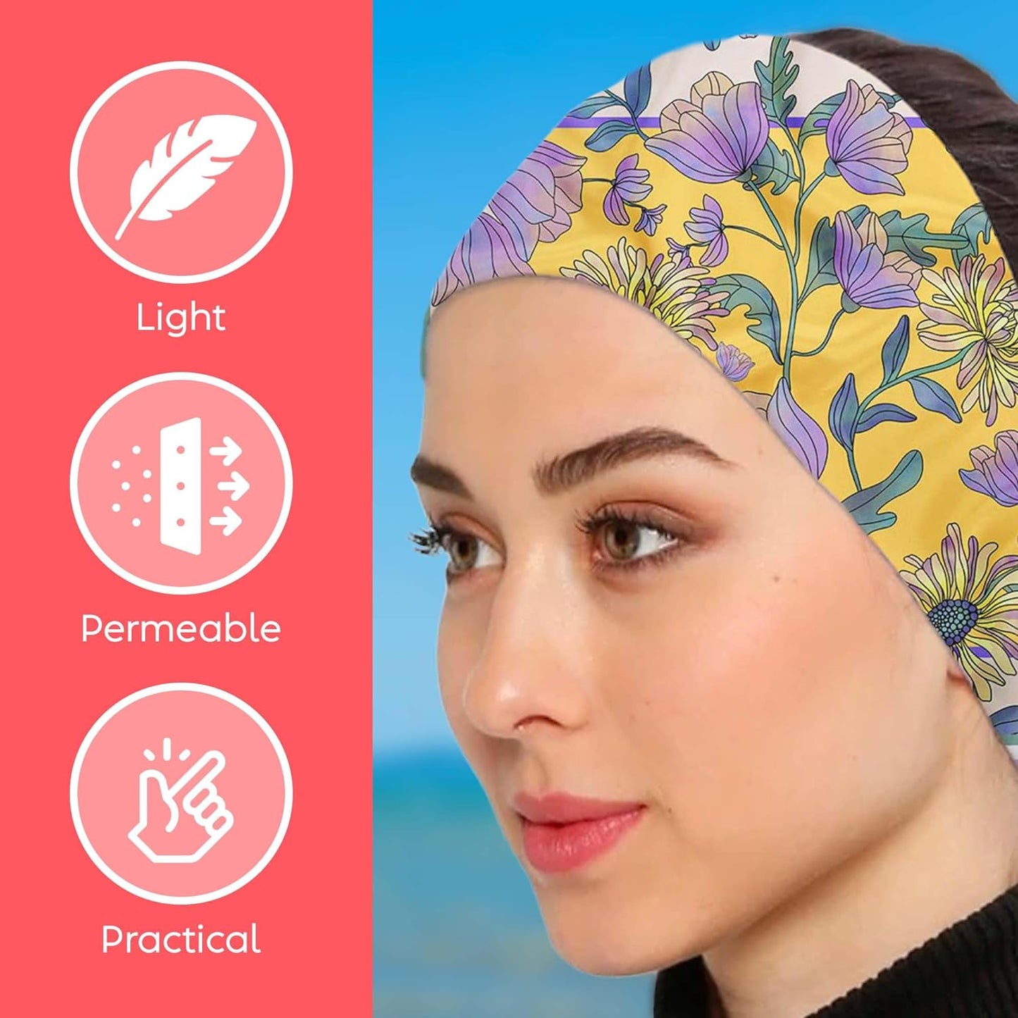 dscarf Womens Neck Scarf 21"x21" Small Square | Headband Scarf Ethnic Bandana Head Scarf Flowering Breathable Lightweight Flowering Design 24