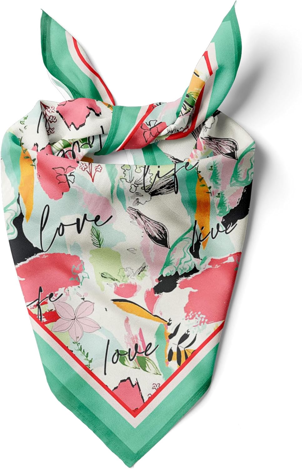 dscarf Womens Neck Scarf 21"x21" Small Square | Headband Scarf Ethnic Bandana Head Scarf Flowering Breathable Lightweight Flowering Design 13