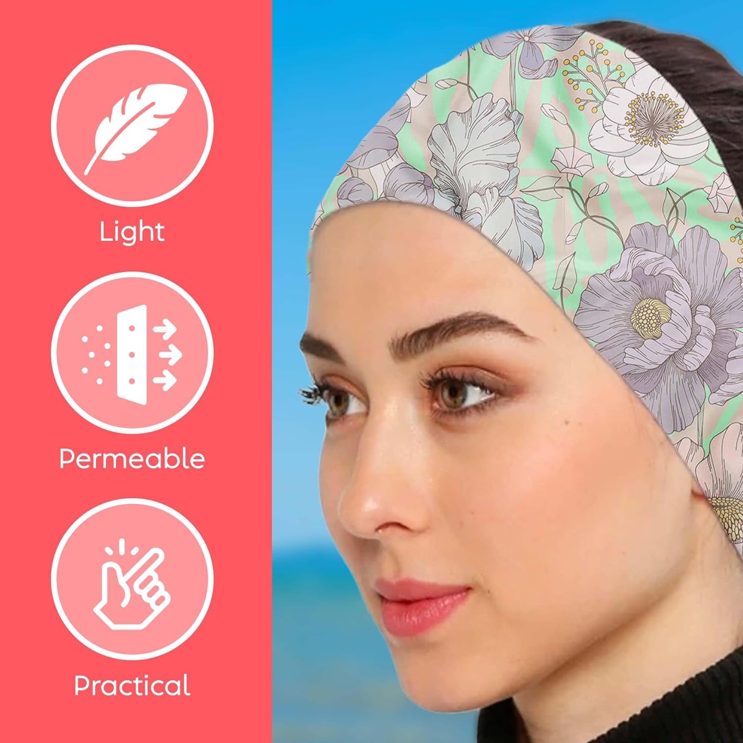 dscarf Womens Neck Scarf 21"x21" Small Square | Headband Scarf Ethnic Bandana Head Scarf Flowering Breathable Lightweight Flowering Design 21