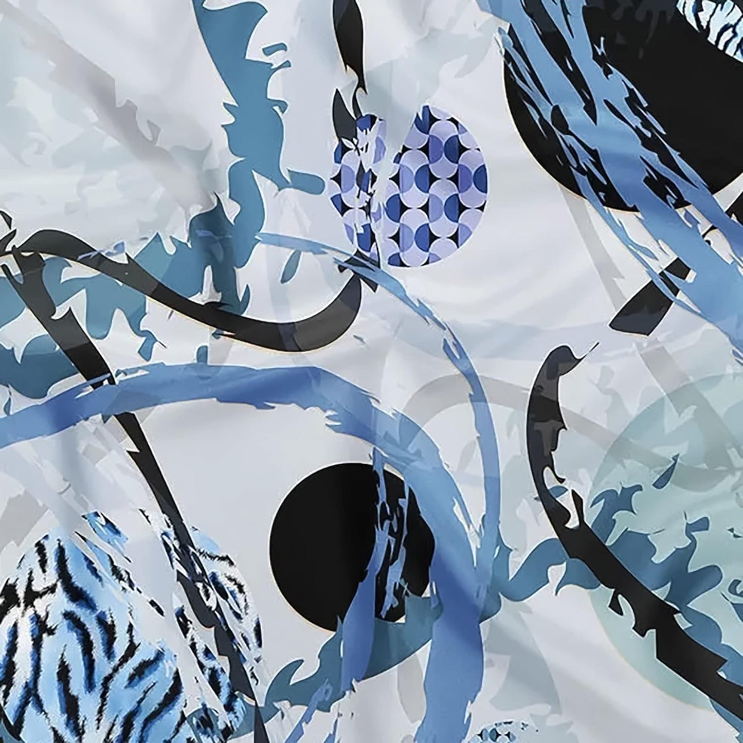 dscarf Womens Neck Scarf 21"x21" Small Square | Headband Scarf Ethnic Bandana Head Scarf Flowering Breathable Lightweight Blue Design 1