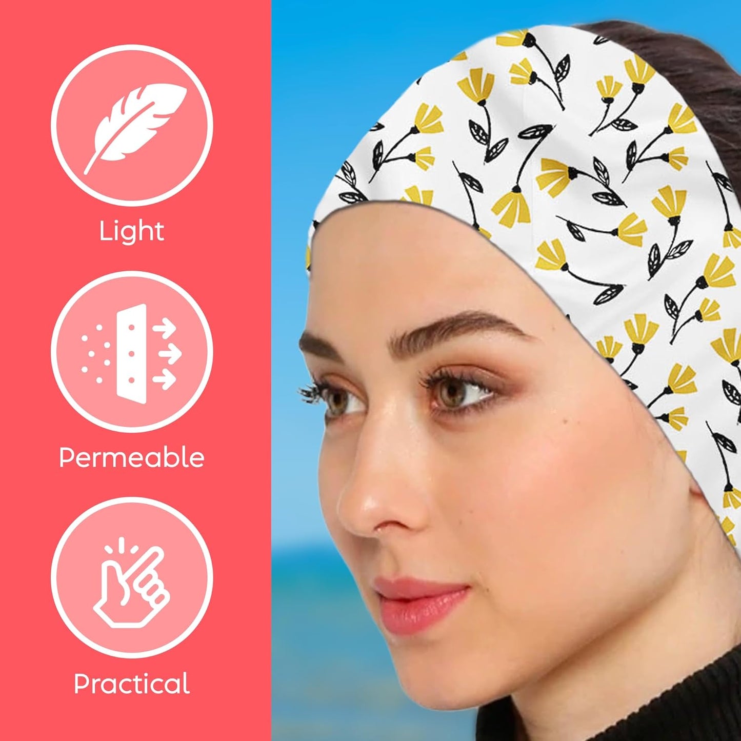 dscarf Womens Neck Scarf 21"x21" Small Square | Headband Scarf Ethnic Bandana Head Scarf Flowering Breathable Lightweight Flowering Design 10