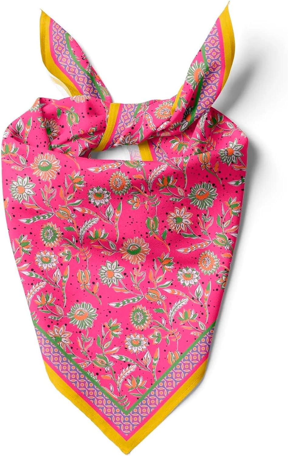 dscarf Womens Neck Scarf 21"x21" Small Square | Headband Scarf Ethnic Bandana Head Scarf Flowering Breathable Lightweight Flowering Design 2