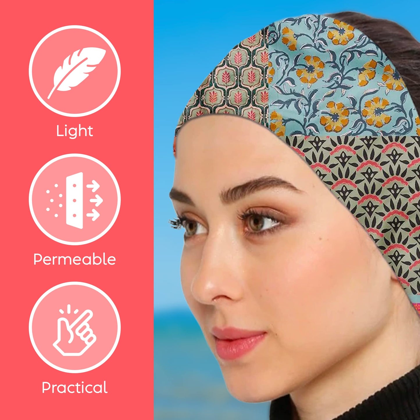 dscarf Womens Neck Scarf 21"x21" Small Square | Headband Scarf Ethnic Bandana Head Scarf Flowering Breathable Lightweight Ethnic Design 3