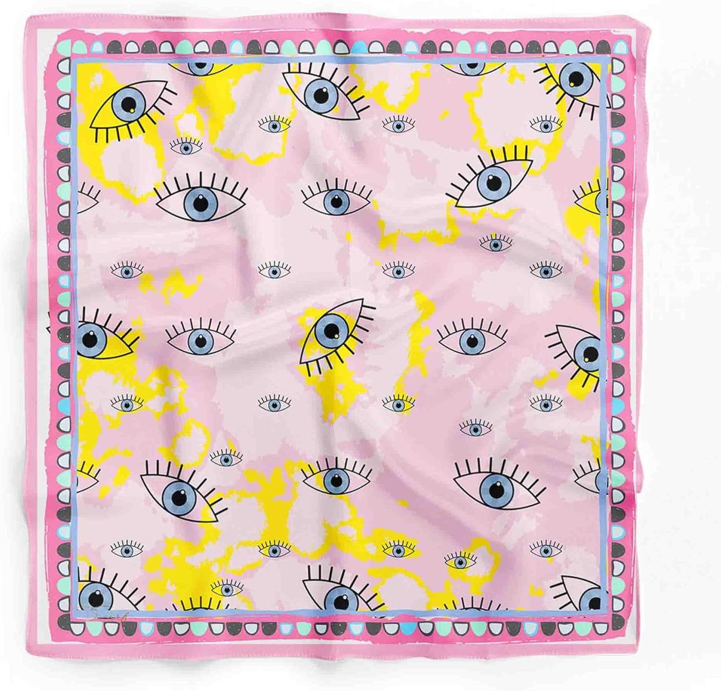 dscarf Womens Neck Scarf 21"x21" Small Square | Headband Scarf Ethnic Bandana Head Scarf Flowering Breathable Lightweight Eye Design 1