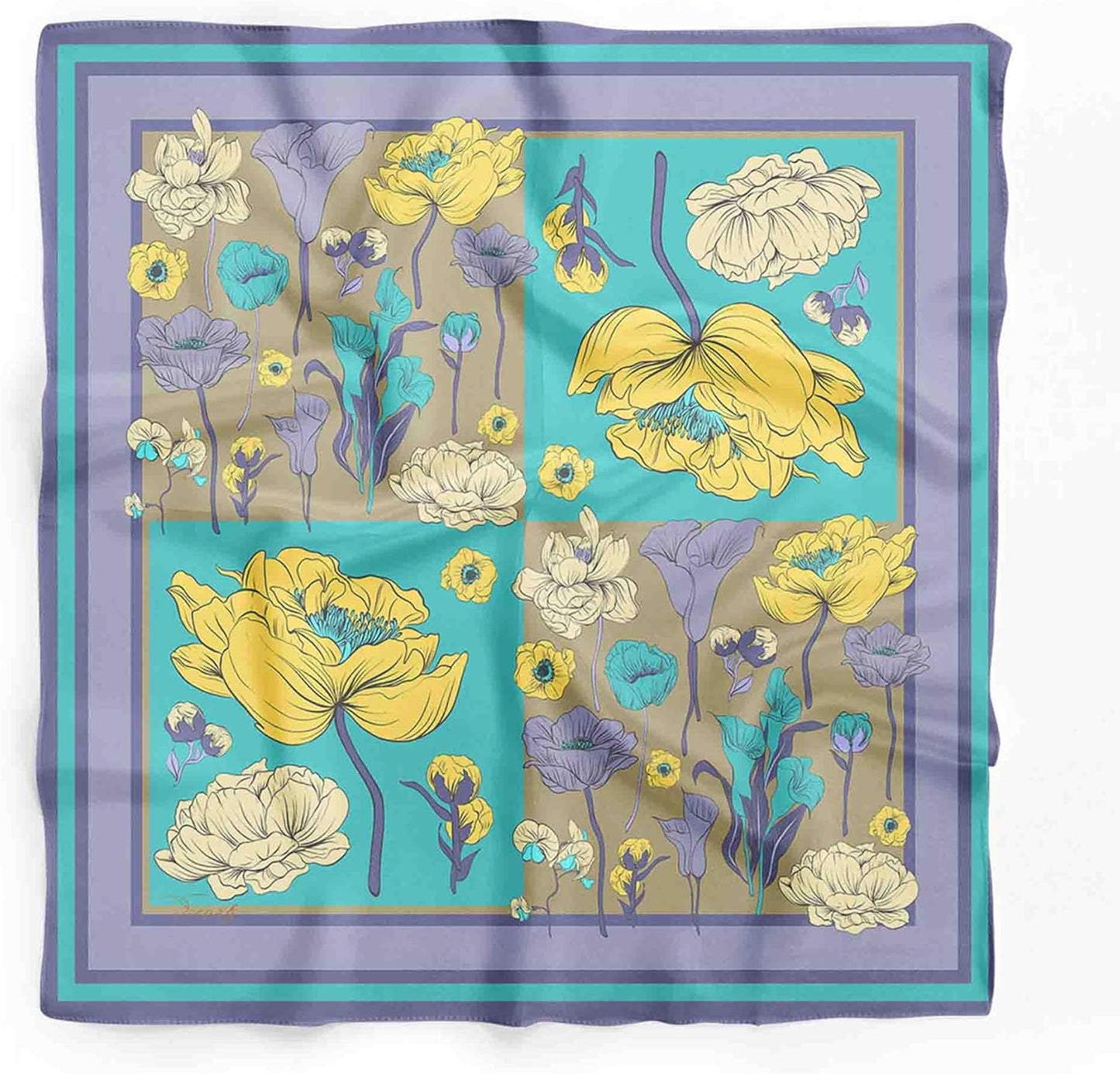 dscarf Womens Neck Scarf 21"x21" Small Square | Headband Scarf Ethnic Bandana Head Scarf Flowering Breathable Lightweight Flowering Design 20