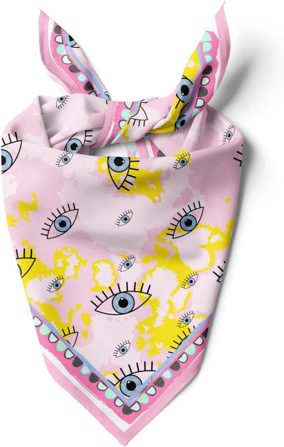 dscarf Womens Neck Scarf 21"x21" Small Square | Headband Scarf Ethnic Bandana Head Scarf Flowering Breathable Lightweight Eye Design 1