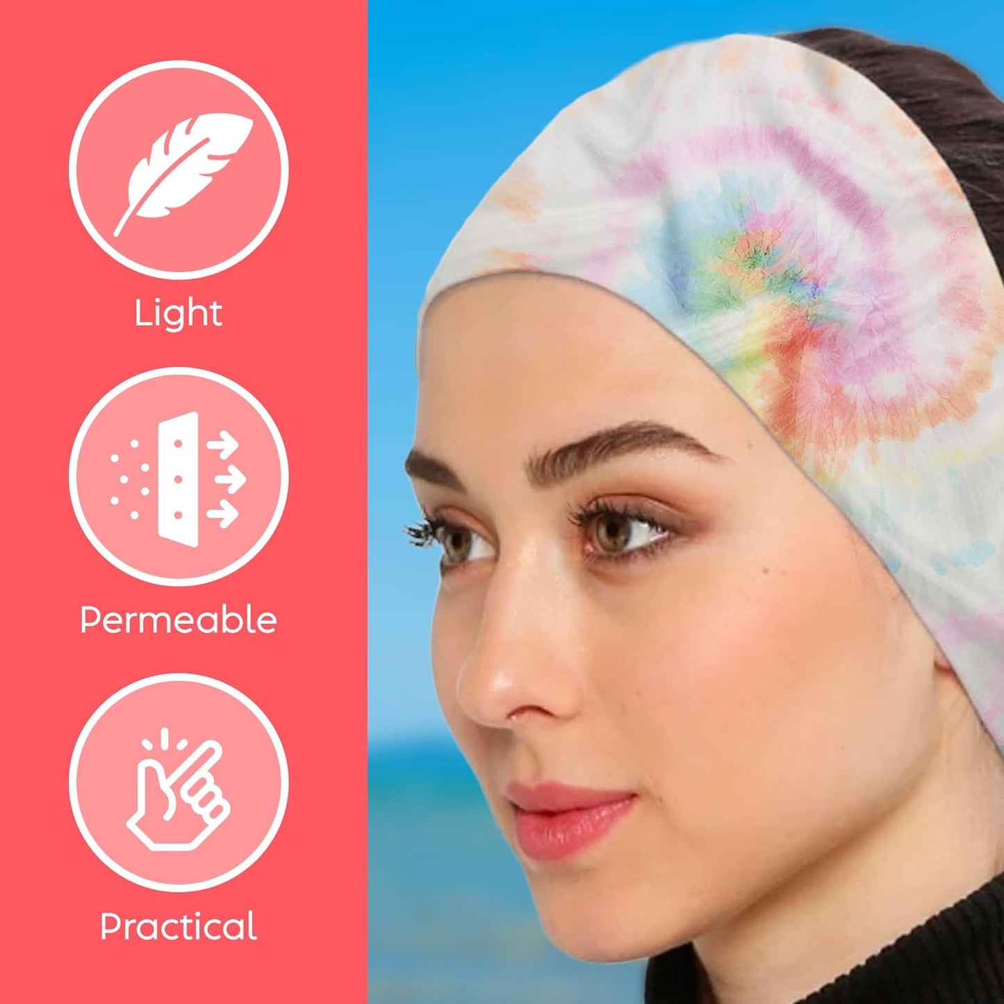 dscarf Womens Neck Scarf 21"x21" Small Square | Headband Scarf Ethnic Bandana Head Scarf Flowering Breathable Lightweight Rainbow Design 1