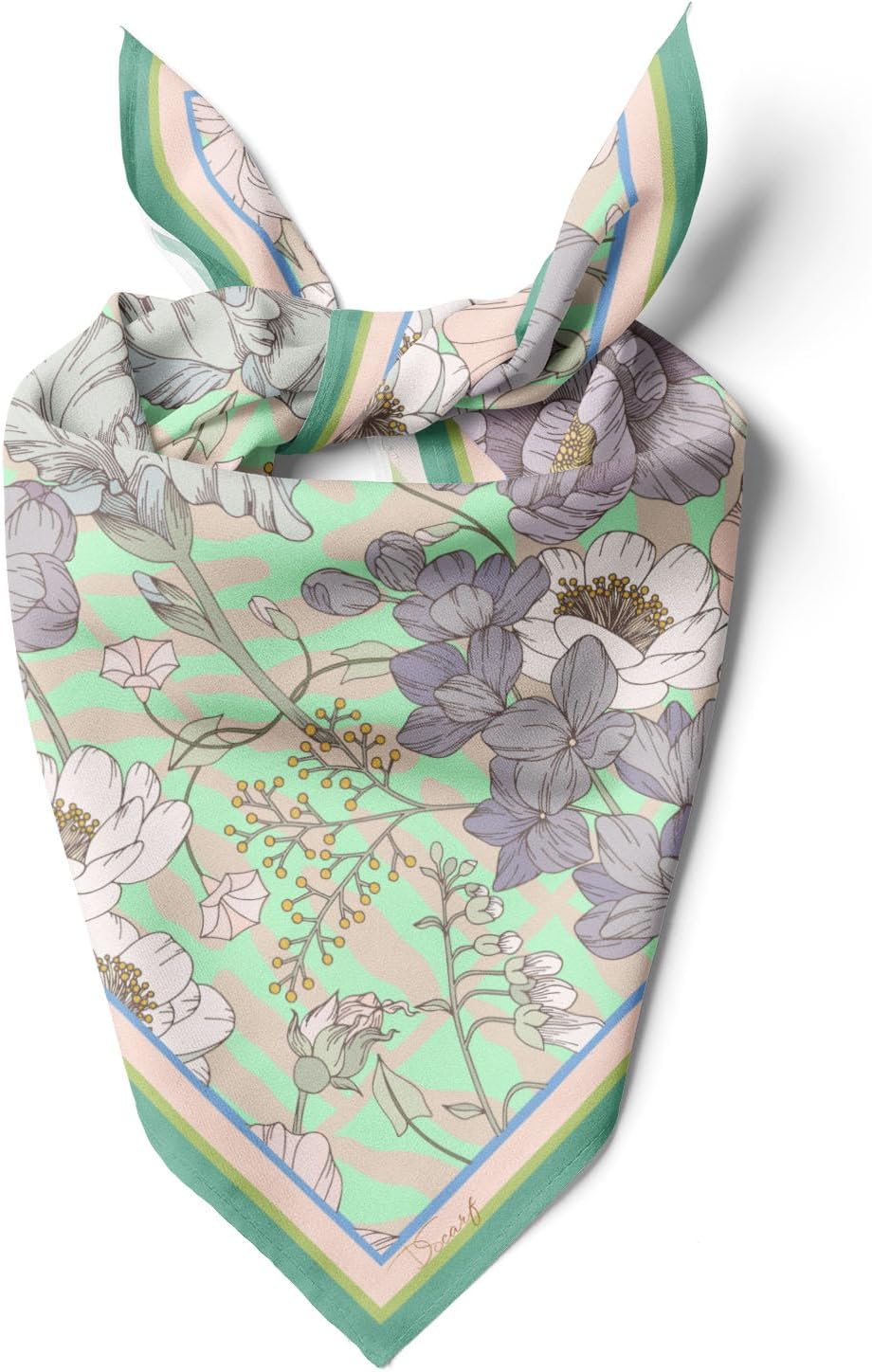 dscarf Womens Neck Scarf 21"x21" Small Square | Headband Scarf Ethnic Bandana Head Scarf Flowering Breathable Lightweight Flowering Design 21