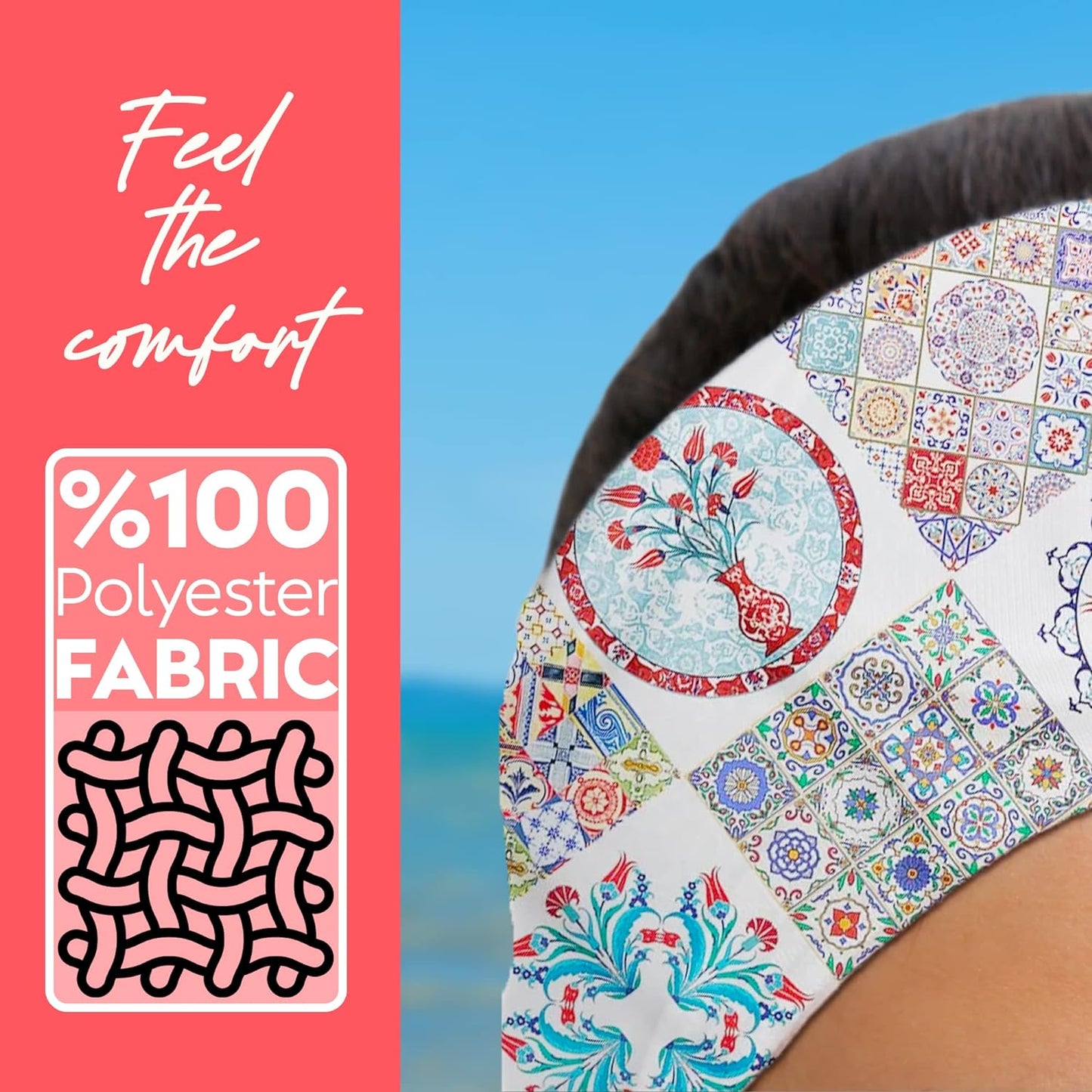 dscarf Womens Neck Scarf 21"x21" Small Square | Headband Scarf Ethnic Bandana Head Scarf Flowering Breathable Lightweight Blue Design 2