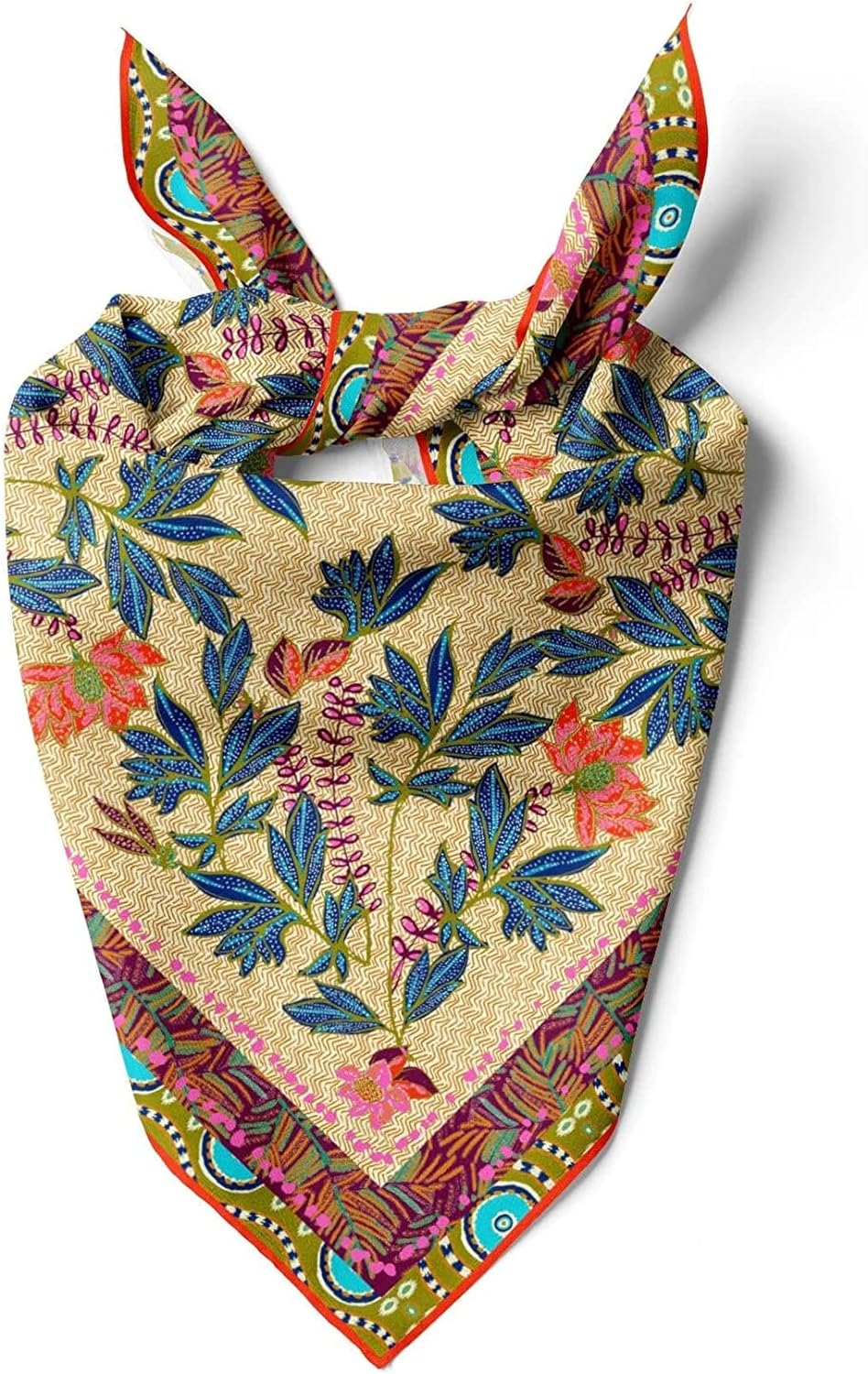 dscarf Womens Neck Scarf 21"x21" Small Square | Headband Scarf Ethnic Bandana Head Scarf Flowering Breathable Lightweight Flowering Design 5