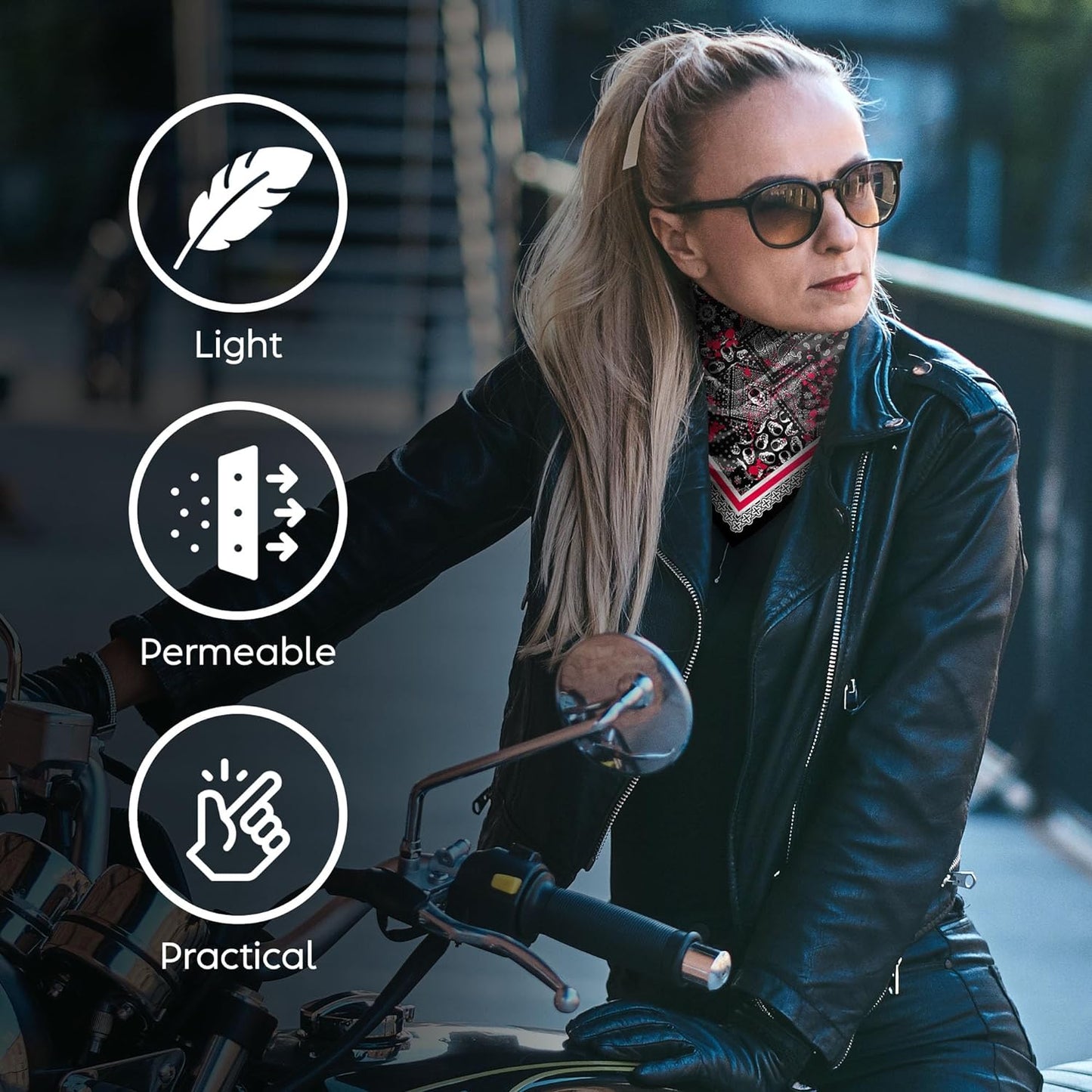 Unisex Neck Scarf 23"x23" Small Square | Headband Scarf Motorcycle Bandana Men & Women Head Scarf Breathable Lightweight Design 3