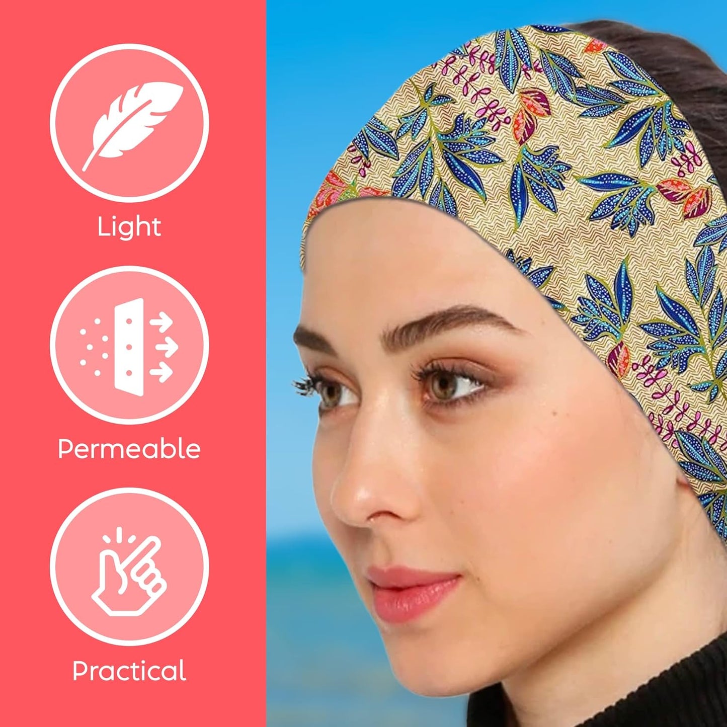 dscarf Womens Neck Scarf 21"x21" Small Square | Headband Scarf Ethnic Bandana Head Scarf Flowering Breathable Lightweight Flowering Design 5