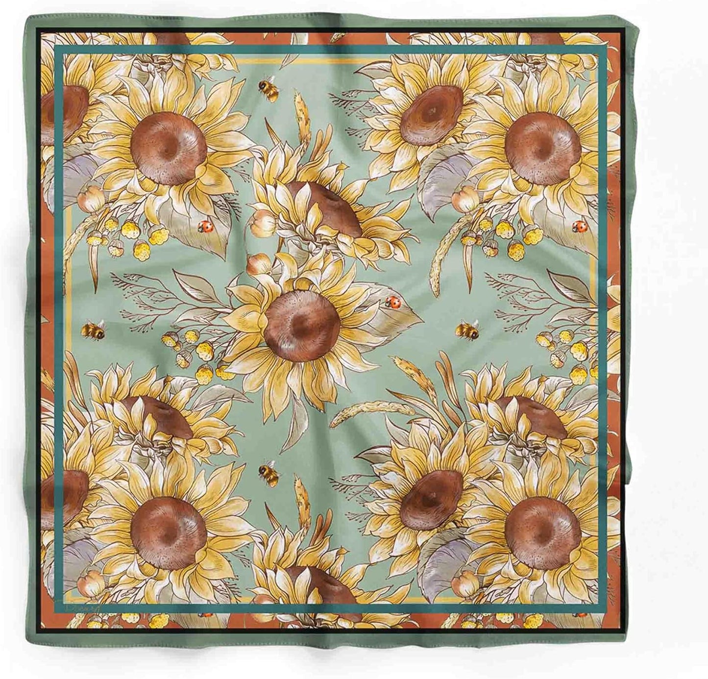 dscarf Womens Neck Scarf 21"x21" Small Square | Headband Scarf Ethnic Bandana Head Scarf Flowering Breathable Lightweight Flowering Design 15