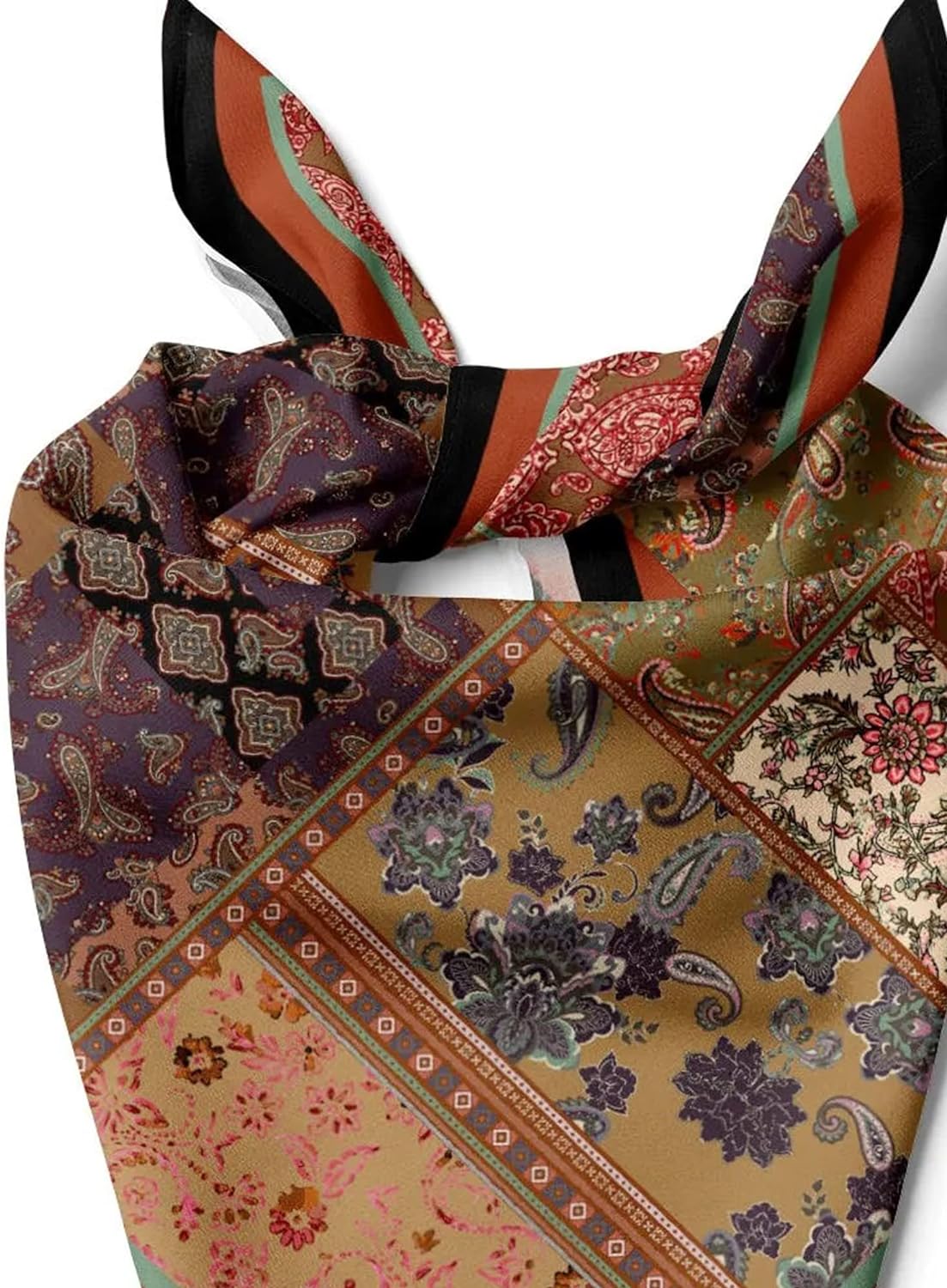 dscarf Womens Neck Scarf 21"x21" Small Square | Headband Scarf Ethnic Bandana Head Scarf Flowering Breathable Lightweight Ethnic Design 1