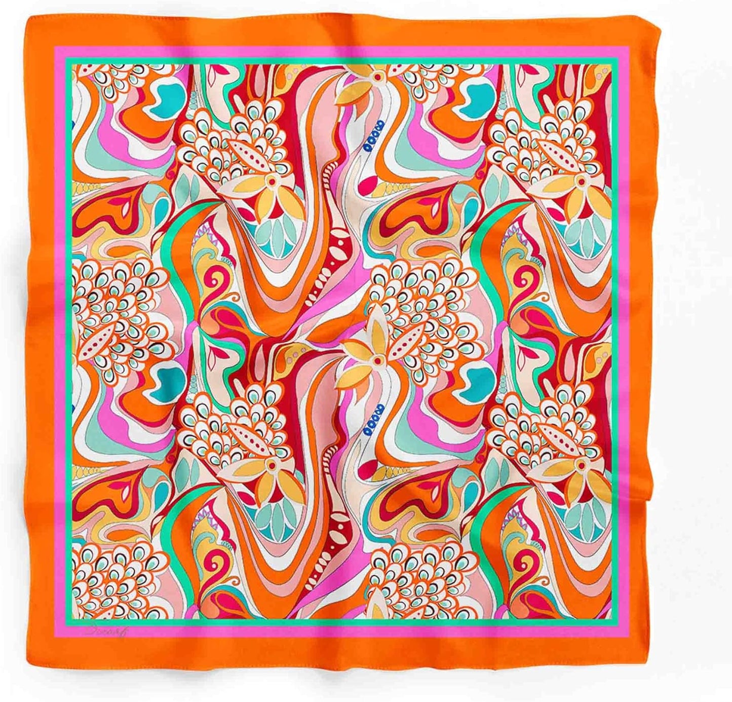 dscarf Womens Neck Scarf 21"x21" Small Square | Headband Scarf Ethnic Bandana Head Scarf Flowering Breathable Lightweight Flowering Design 14
