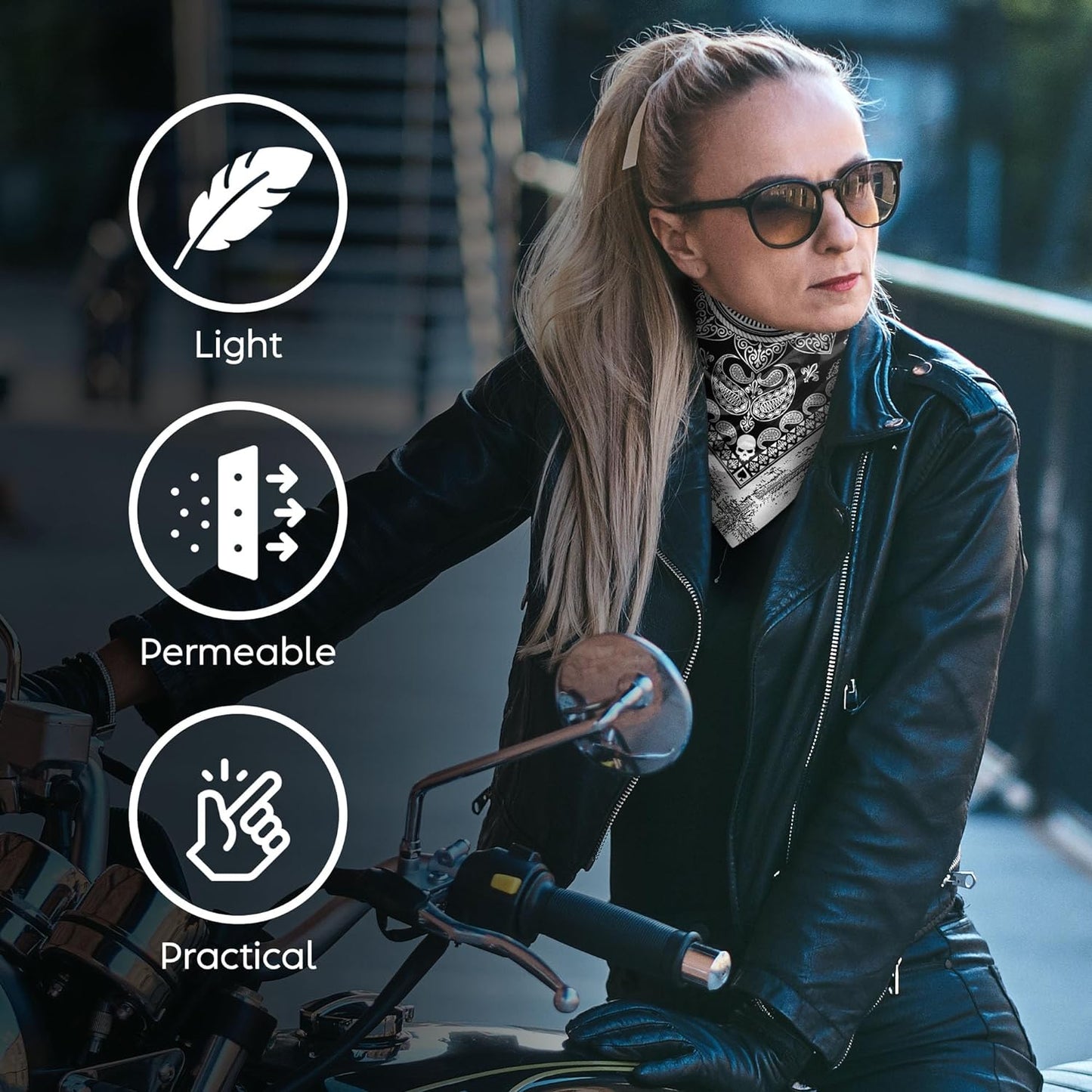 Unisex Neck Scarf 23"x23" Small Square | Headband Scarf Motorcycle Bandana Men & Women Head Scarf Breathable Lightweight Design 9